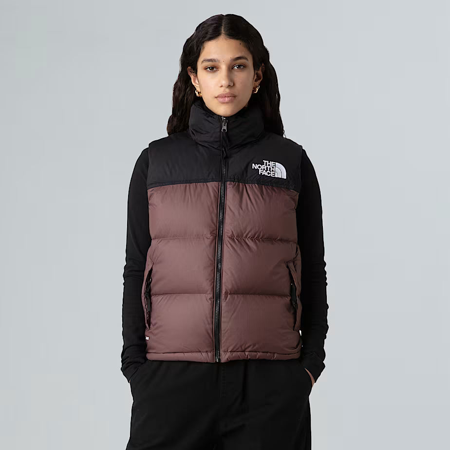 The North Face Dames 1996 Retro Nuptse Dons Gilet Tawny Quartz-TNF Zwart