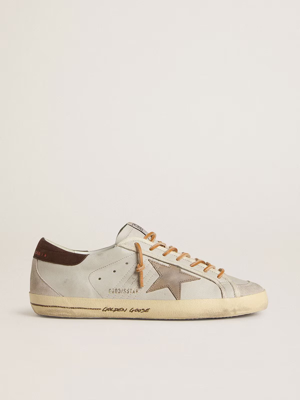 Golden Goose Heren Super-Star met tabaksbruine croc-print leren ster en zwarte leren hielstuk