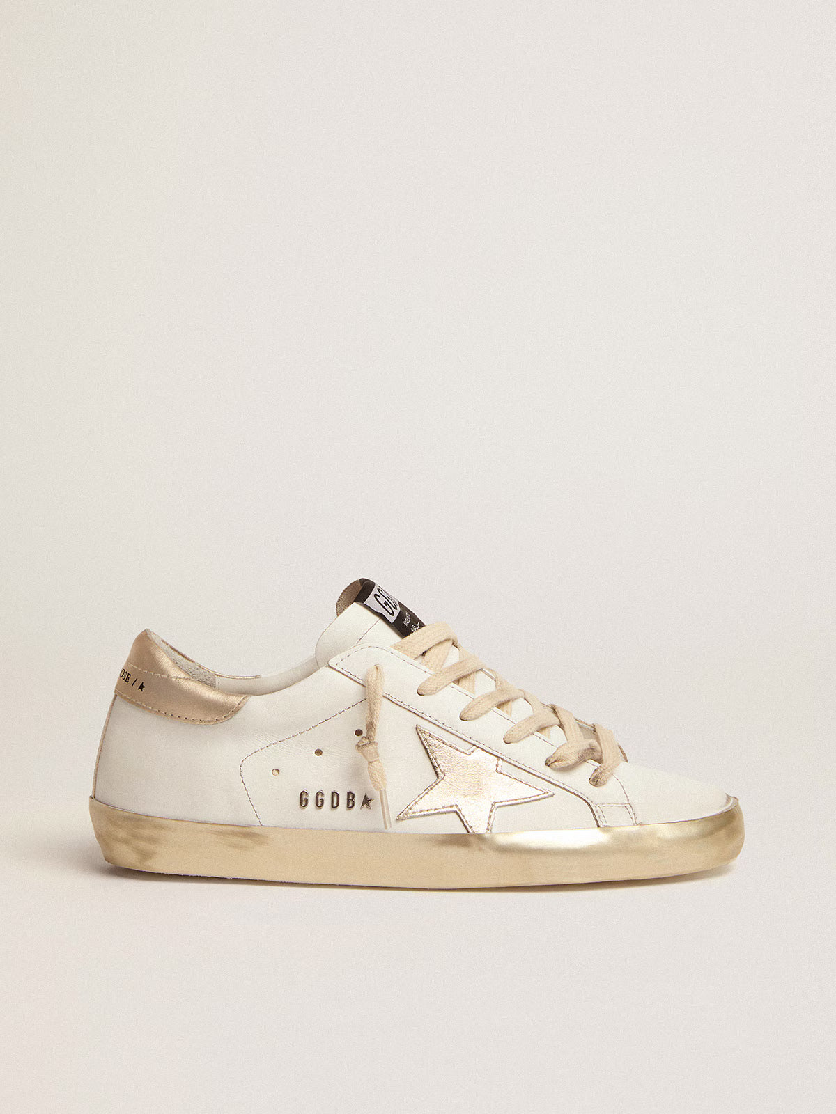 Golden Goose 女士 Super-Star 金色闪光鞋边和金属铆钉字母装饰