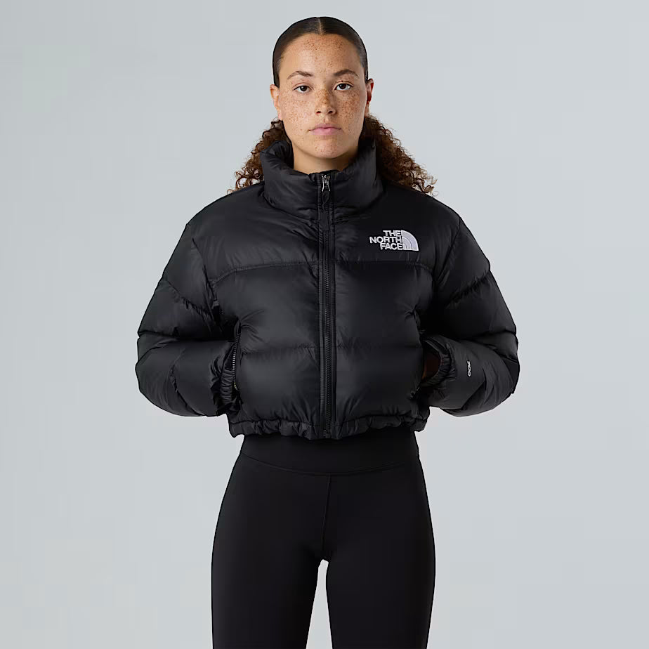 The North Face Dames Nuptse Korte Jas TNF Zwart-TNF Zwart-Gerecyclede Dons