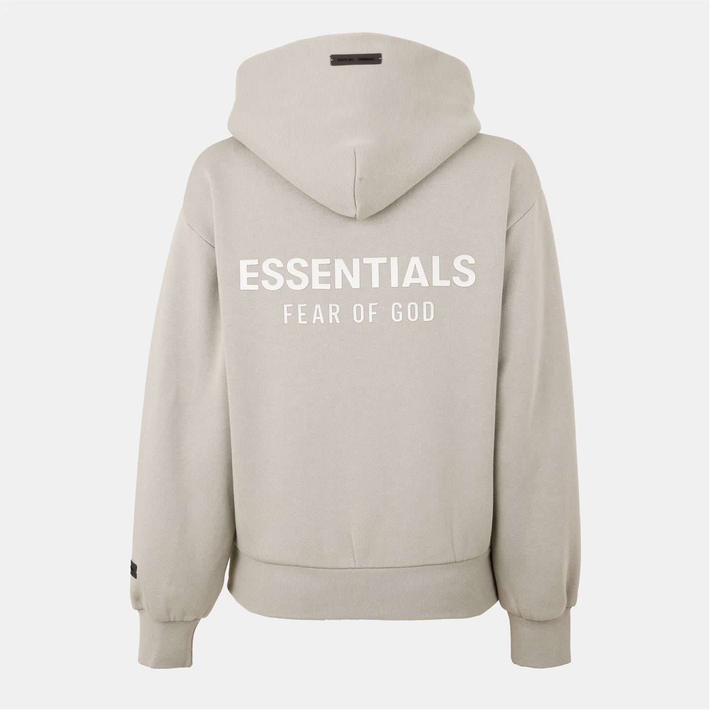 Sudadera con capucha para mujer Fear of Gods Essentials con logo en la espalda y diseño sobre la cabeza