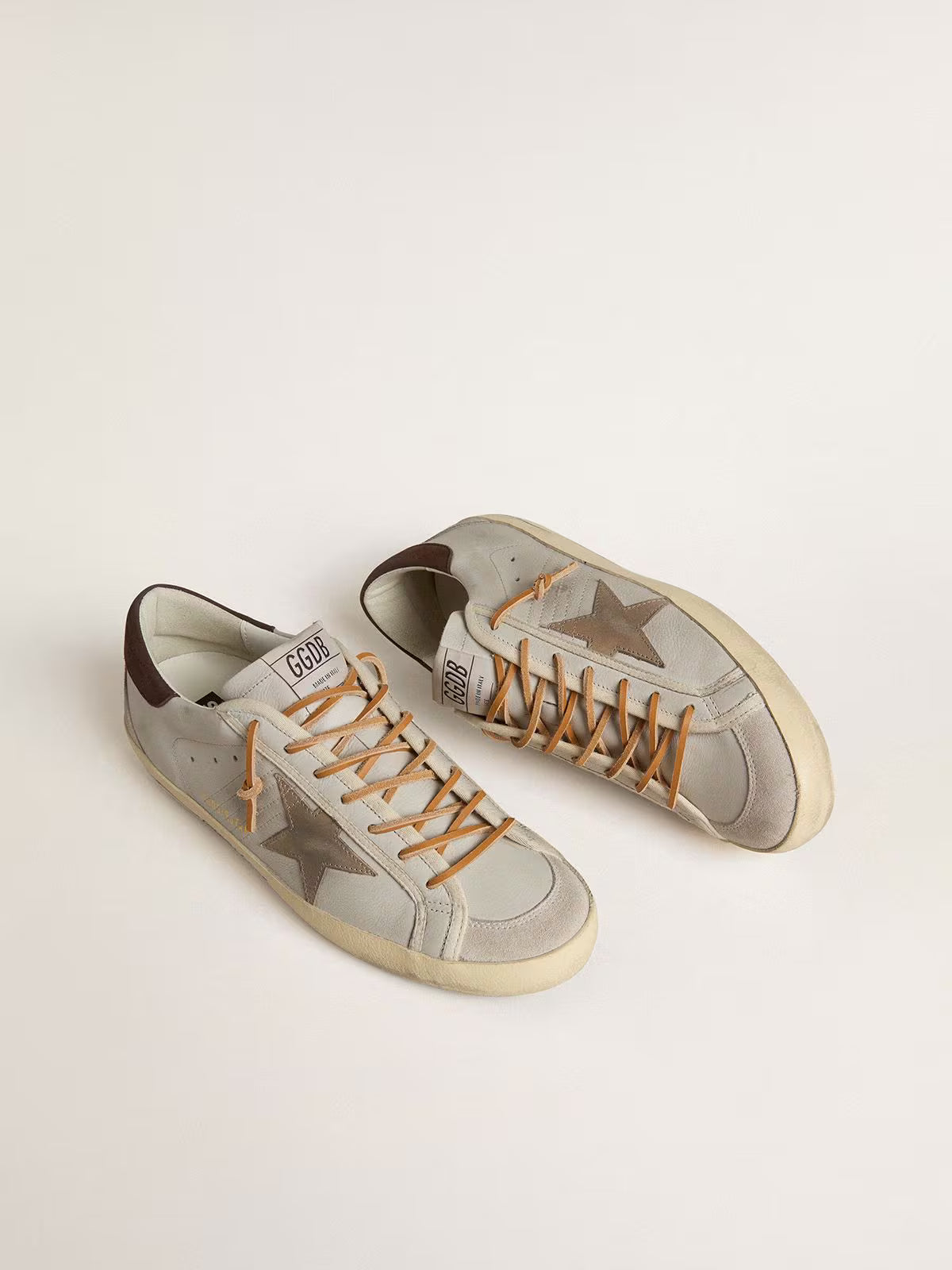 Golden Goose Heren Super-Star met tabaksbruine croc-print leren ster en zwarte leren hielstuk