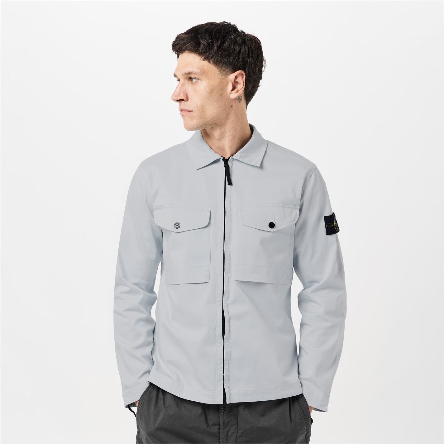 Sobrecamisa de algodón con cremallera Stone Island