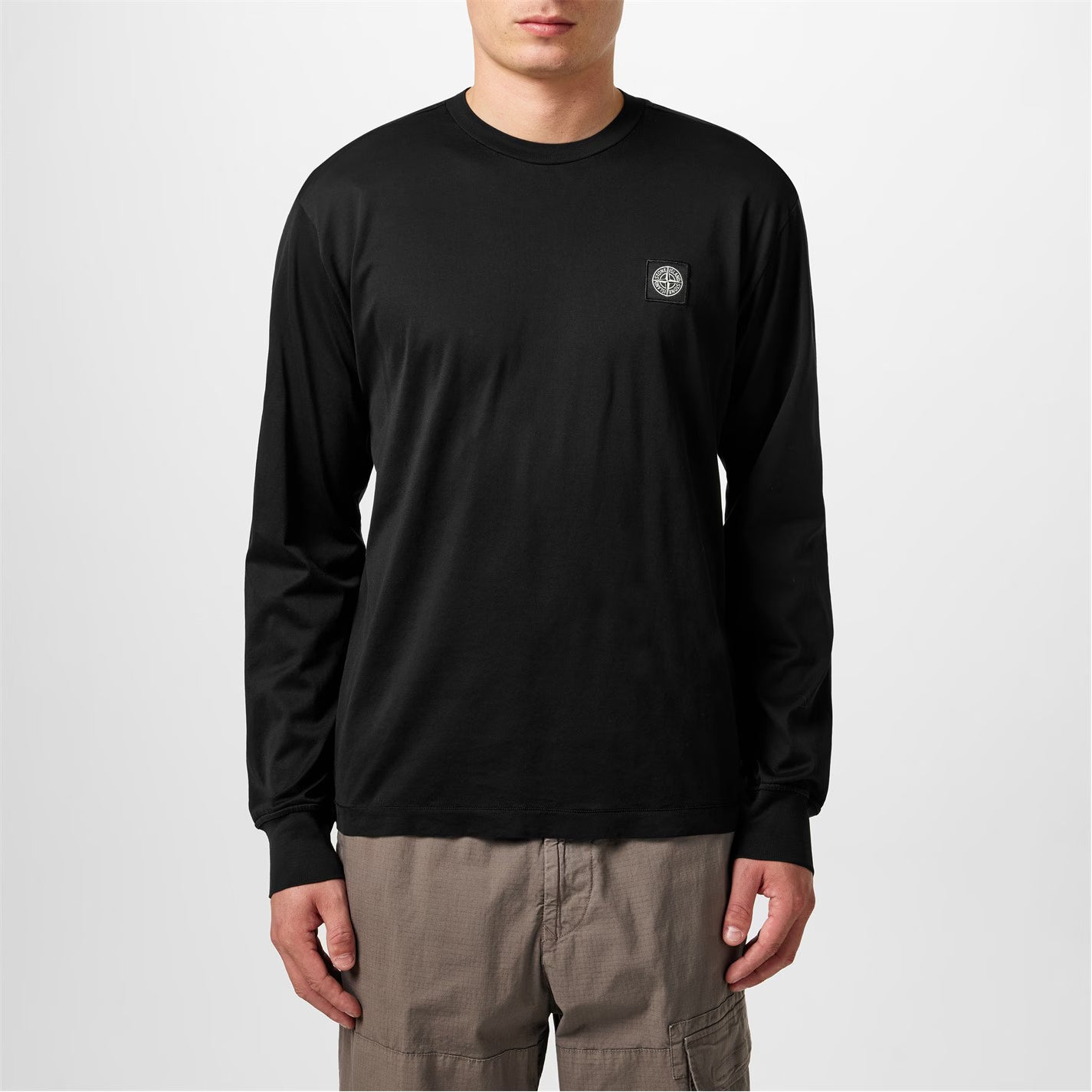 Men's Logo Cotton Compass Patch Long Sleeve T-Shirt