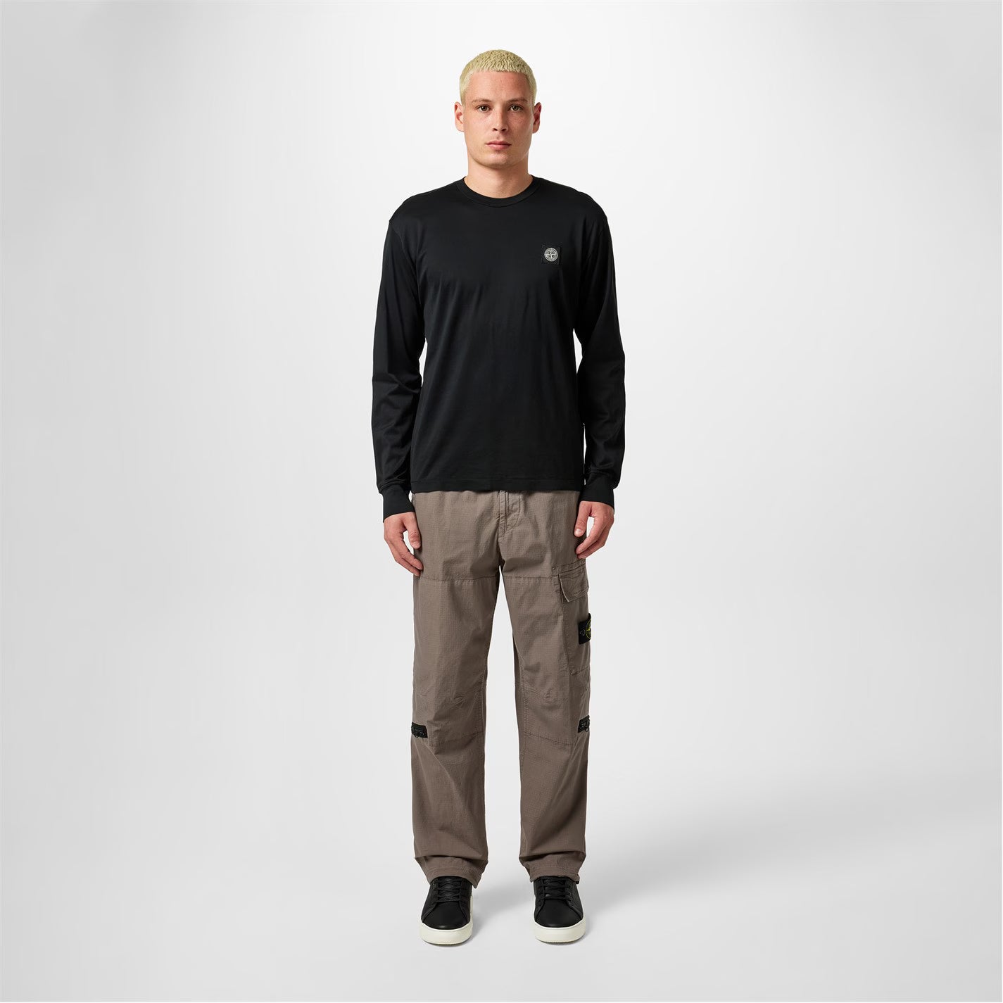 Men's Logo Cotton Compass Patch Long Sleeve T-Shirt