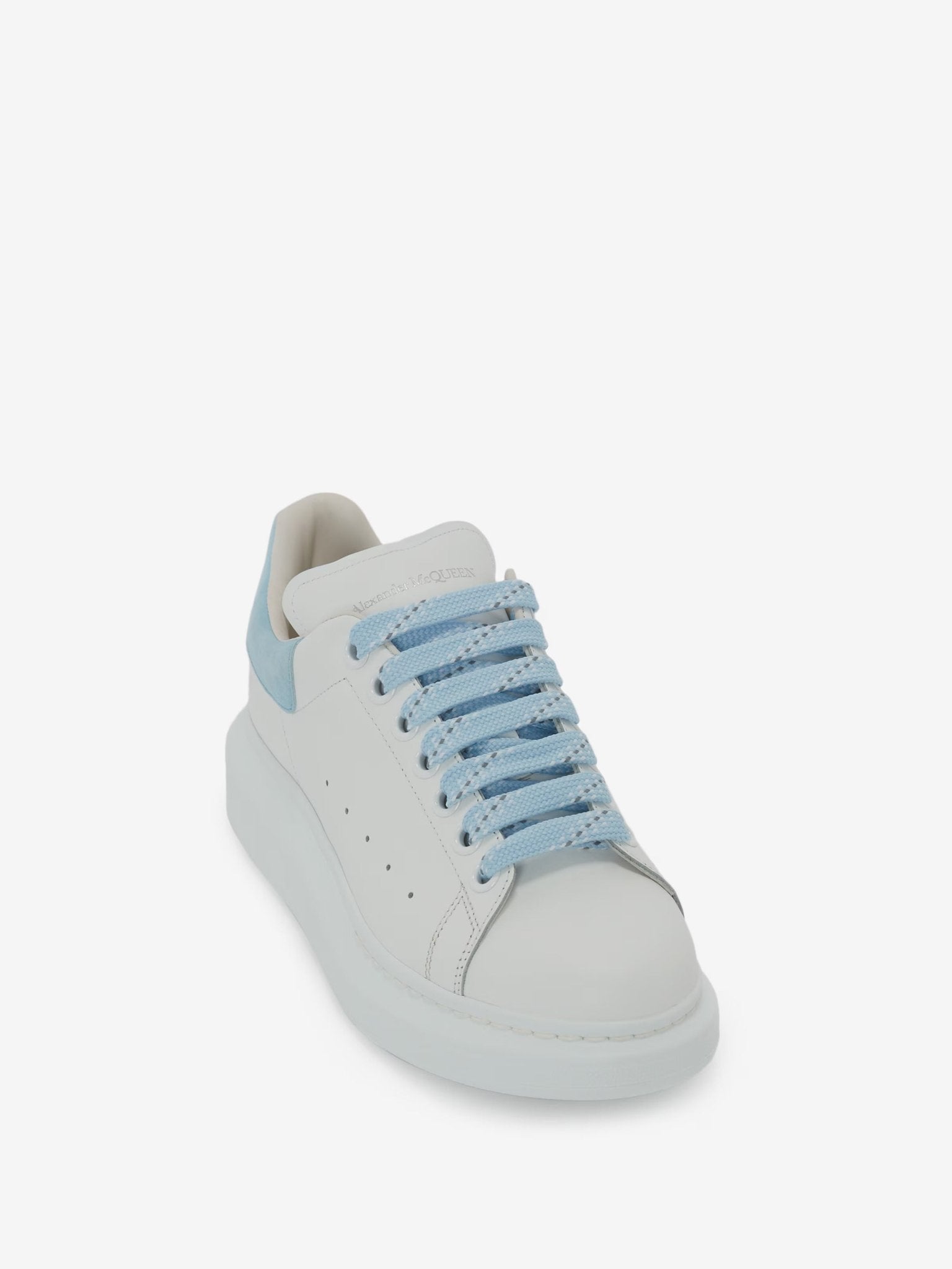 Alexander McQueen Women's Oversized Sneaker in White/Powder Blue - Dani Dyers
