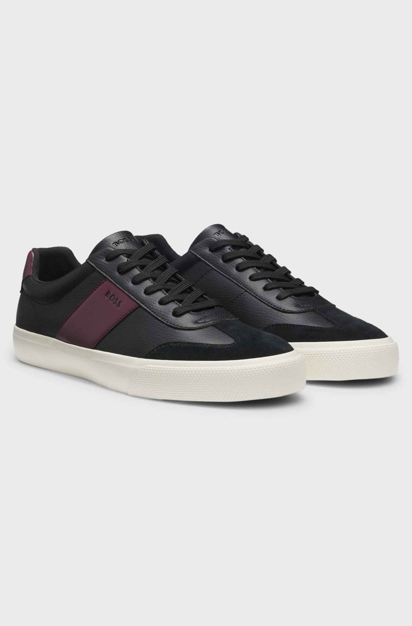 Boss Men's Grained faux - leather trainers with leather trims - Dani Dyers