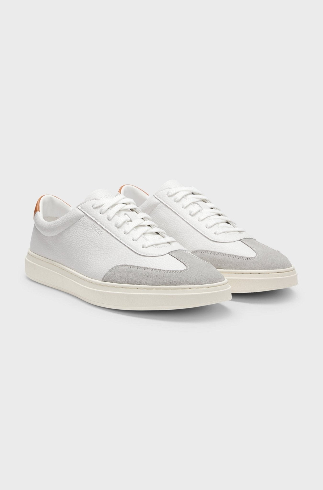 Boss Men's Grained - leather trainers with contrast backtab - Dani Dyers