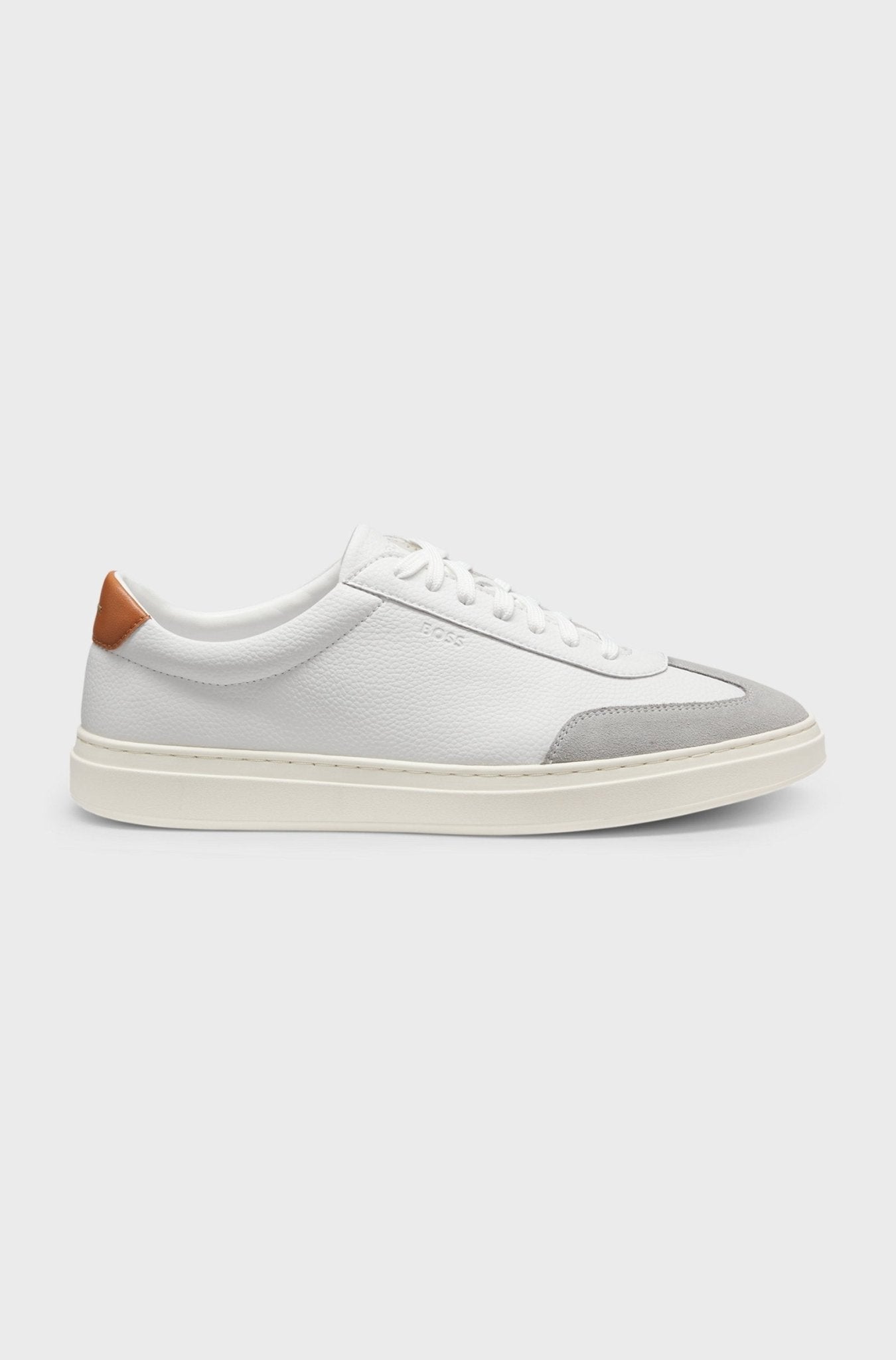 Boss Men's Grained - leather trainers with contrast backtab - Dani Dyers