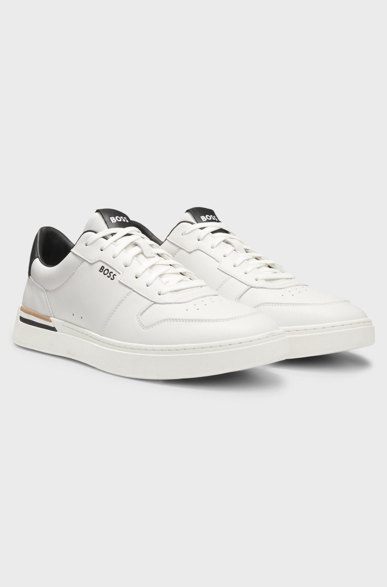 Boss Men's Leather trainers with logo details - Dani Dyers