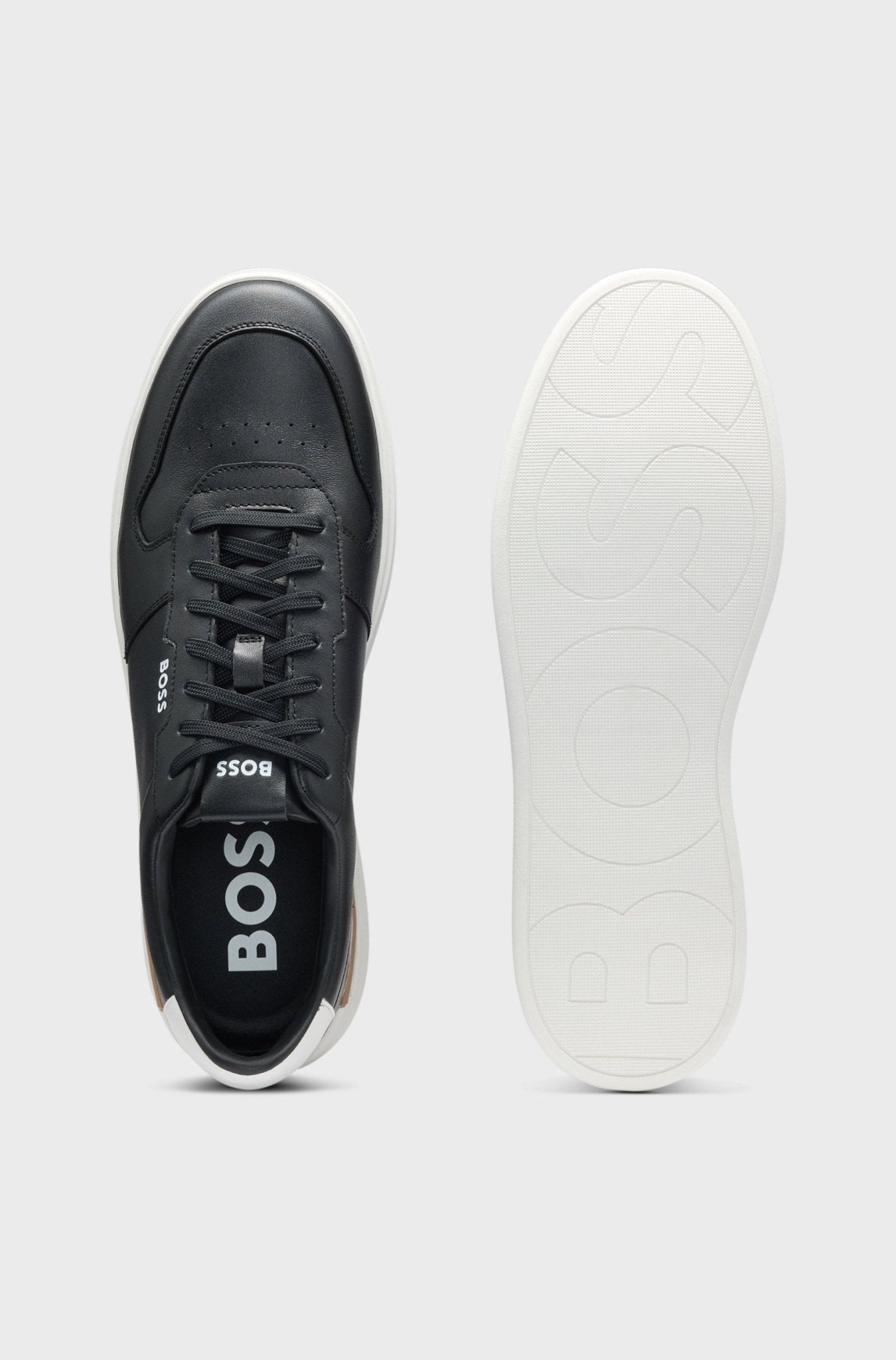 Boss Men's Leather trainers with logo details - Dani Dyers