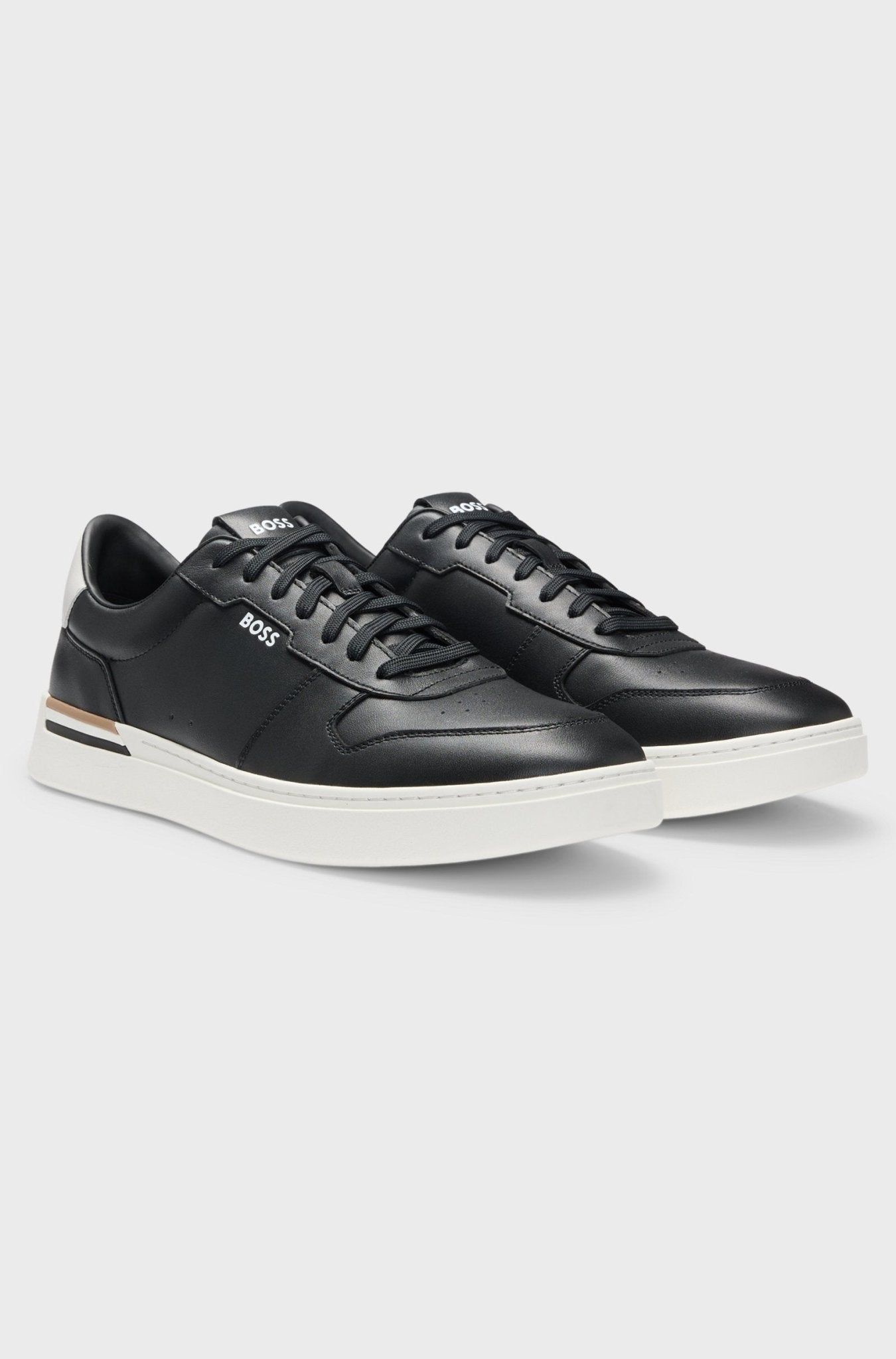 Boss Men's Leather trainers with logo details - Dani Dyers