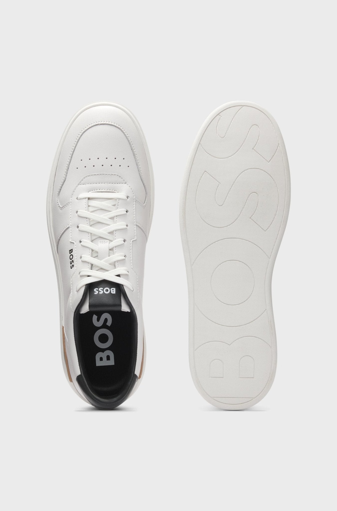 Boss Men's Leather trainers with logo details - Dani Dyers