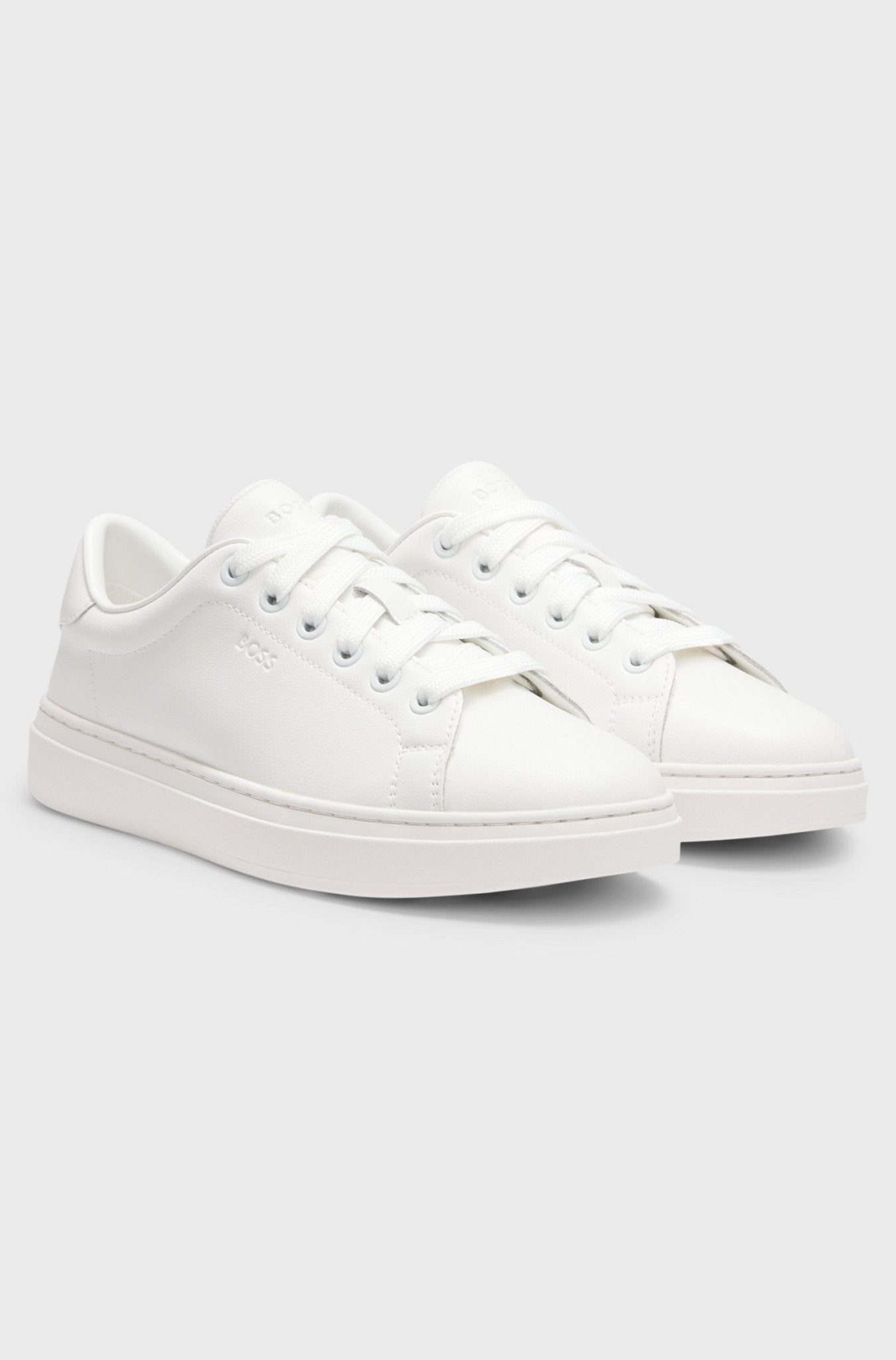 Boss Women's Leather trainers with embossed logos - Dani Dyers