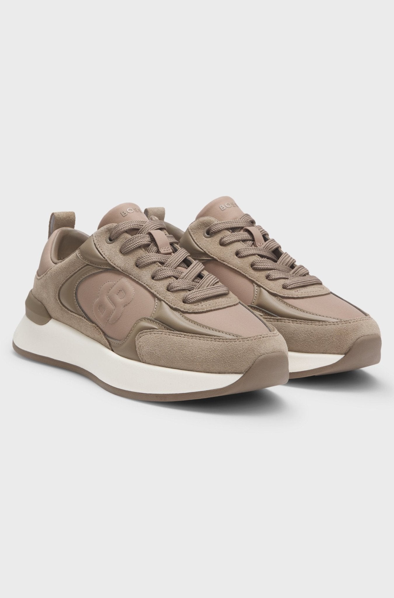 Boss Women's Suede - trim trainers with Double B monogram - Dani Dyers