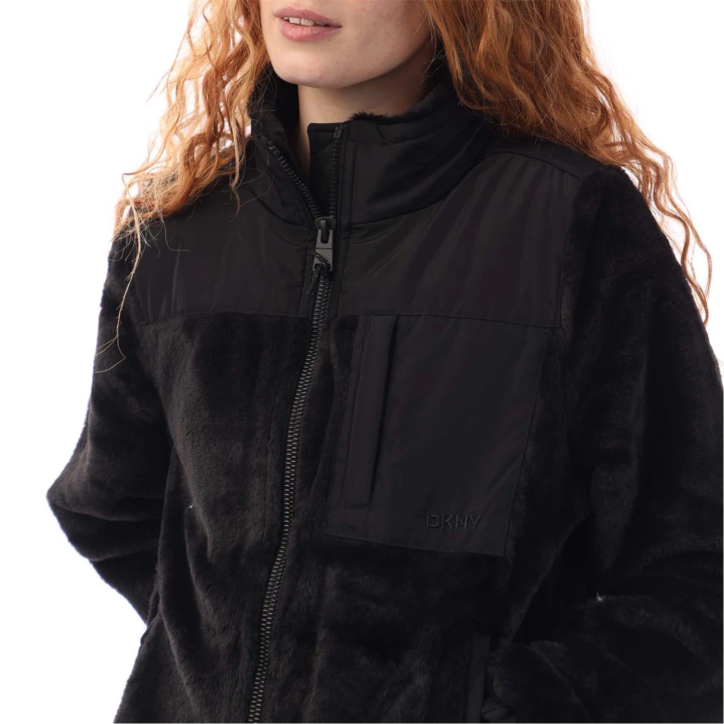 DKNY Full Zip Teddy Fur Transitional Jacket - Dani Dyers