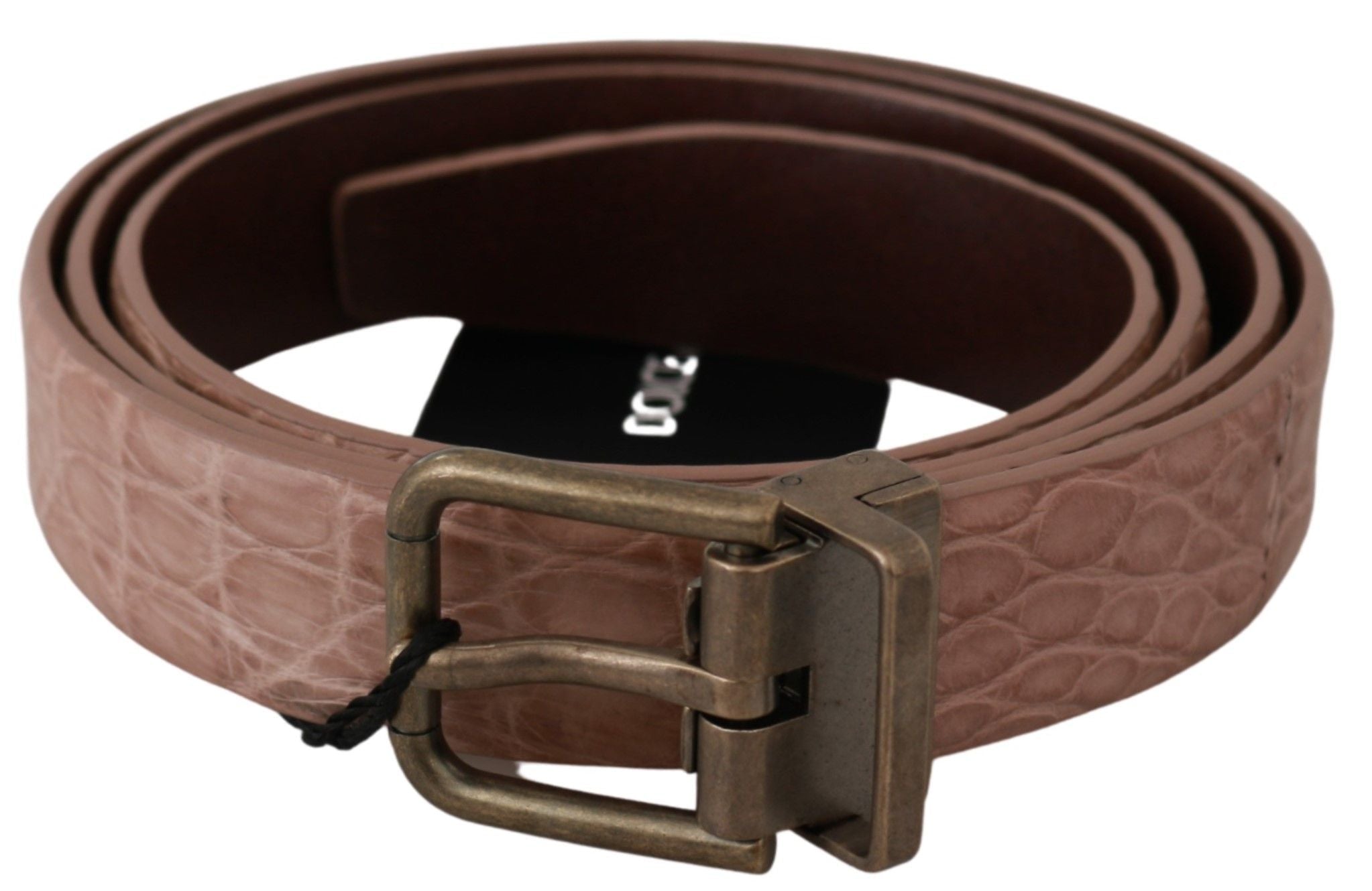 Dolce & Gabbana Beige Exotic Skin Gold Buckle Leather Belt - Dani Dyers