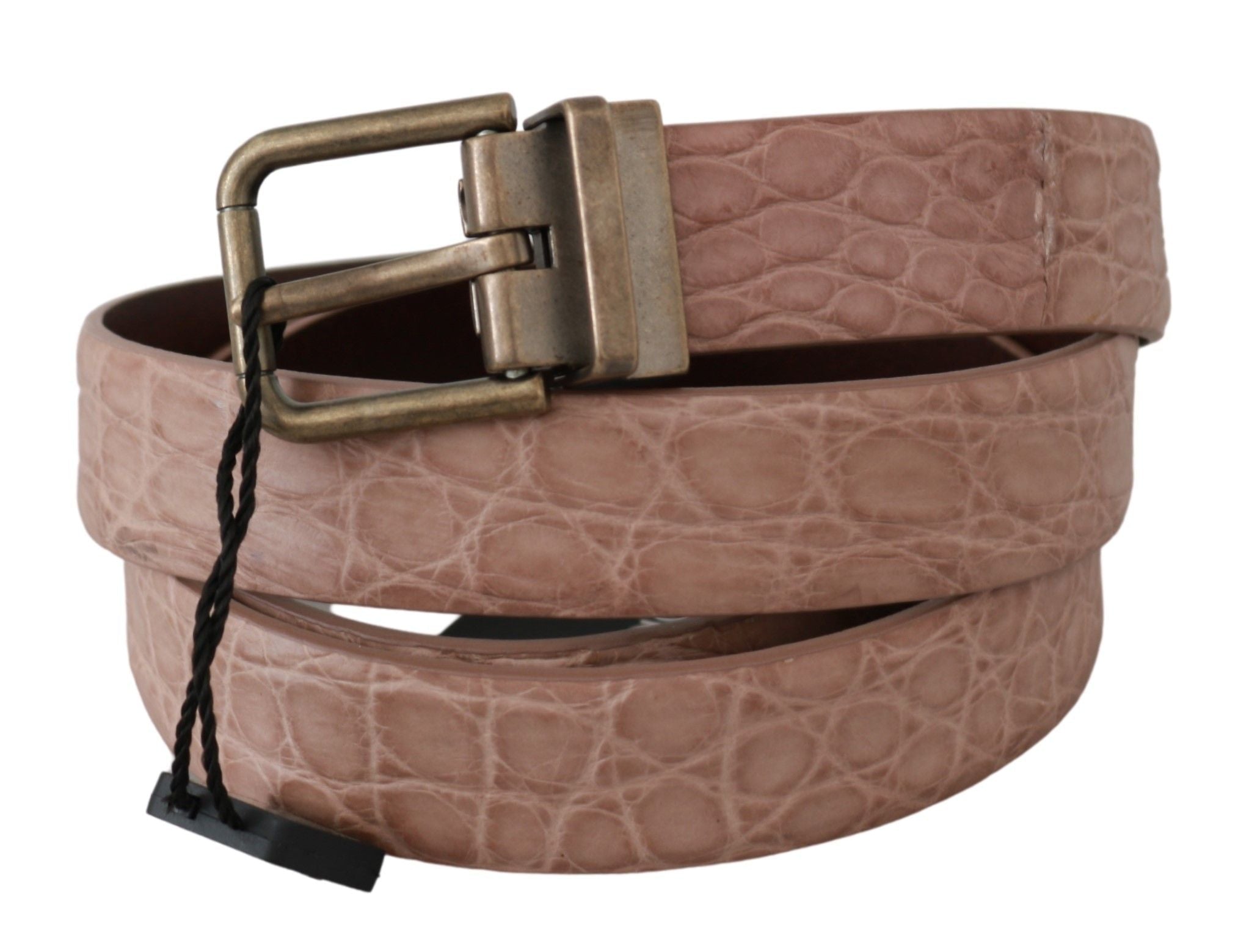 Dolce & Gabbana Beige Exotic Skin Gold Buckle Leather Belt - Dani Dyers