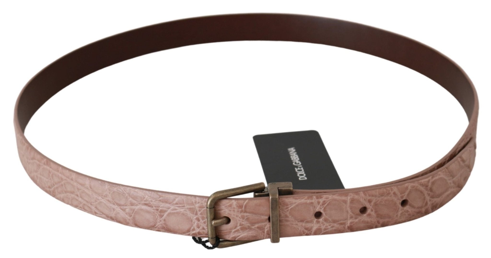 Dolce & Gabbana Beige Exotic Skin Gold Buckle Leather Belt - Dani Dyers