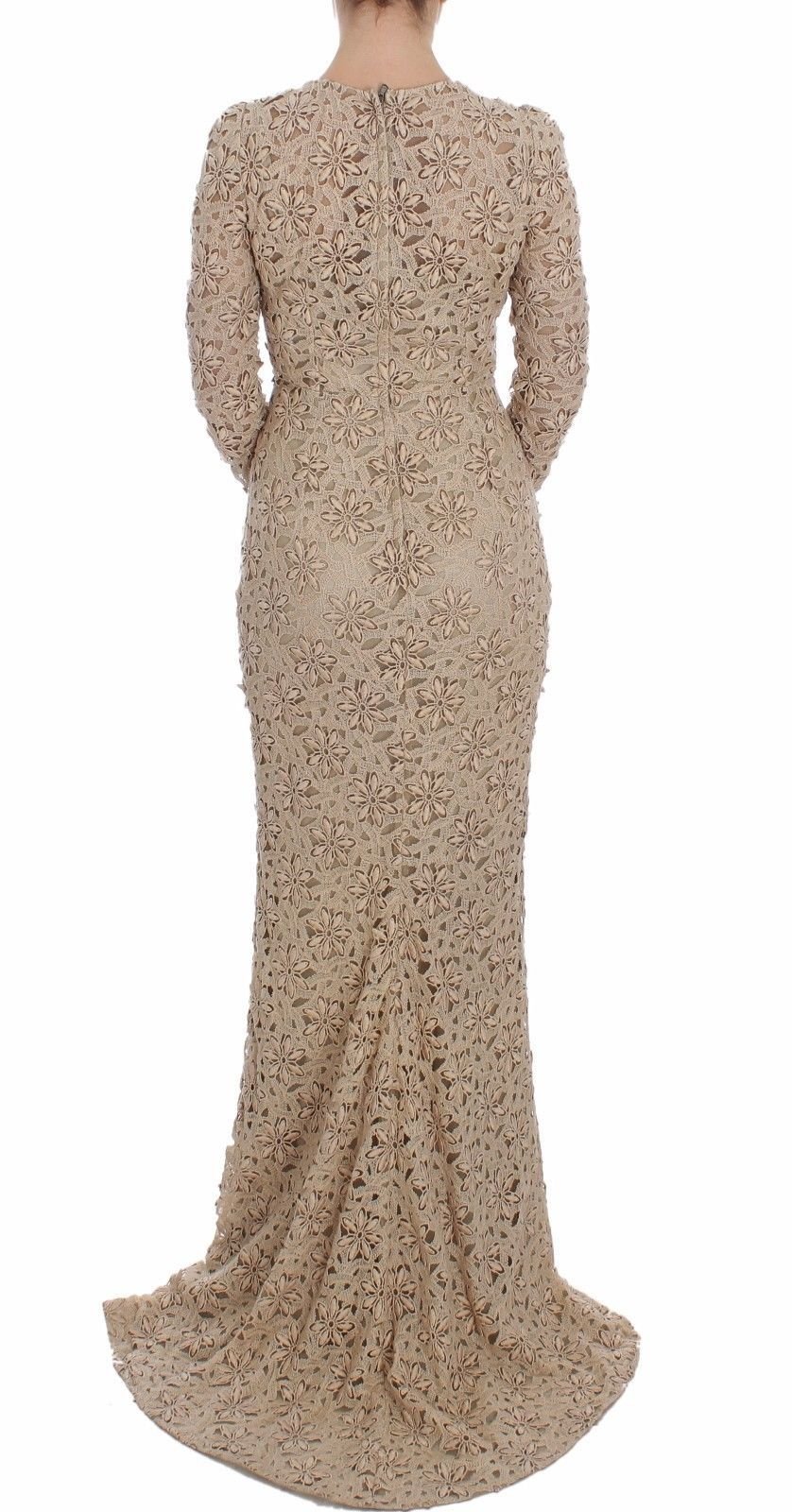 Dolce & Gabbana Beige Floral Lace Sheath Maxi Dress - Dani Dyers