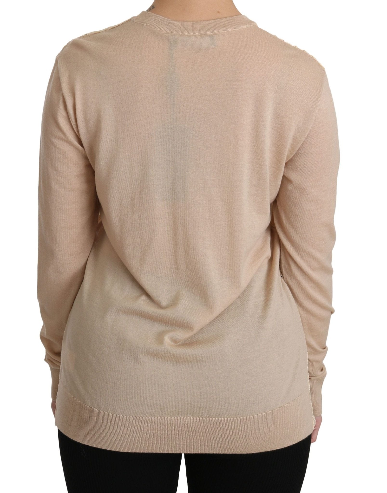 Dolce & Gabbana Beige Lace Long Sleeve Top Cashmere Blouse - Dani Dyers