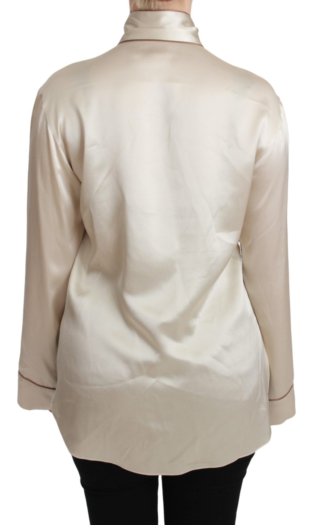 Dolce & Gabbana Beige Sleeve Top Queen Silk Satin Blouse - Dani Dyers
