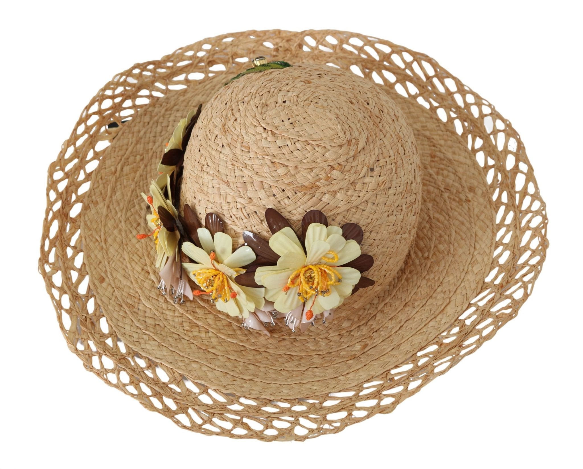 Dolce & Gabbana Beige Wide Brim Floral Bucket Capello Hat - Dani Dyers