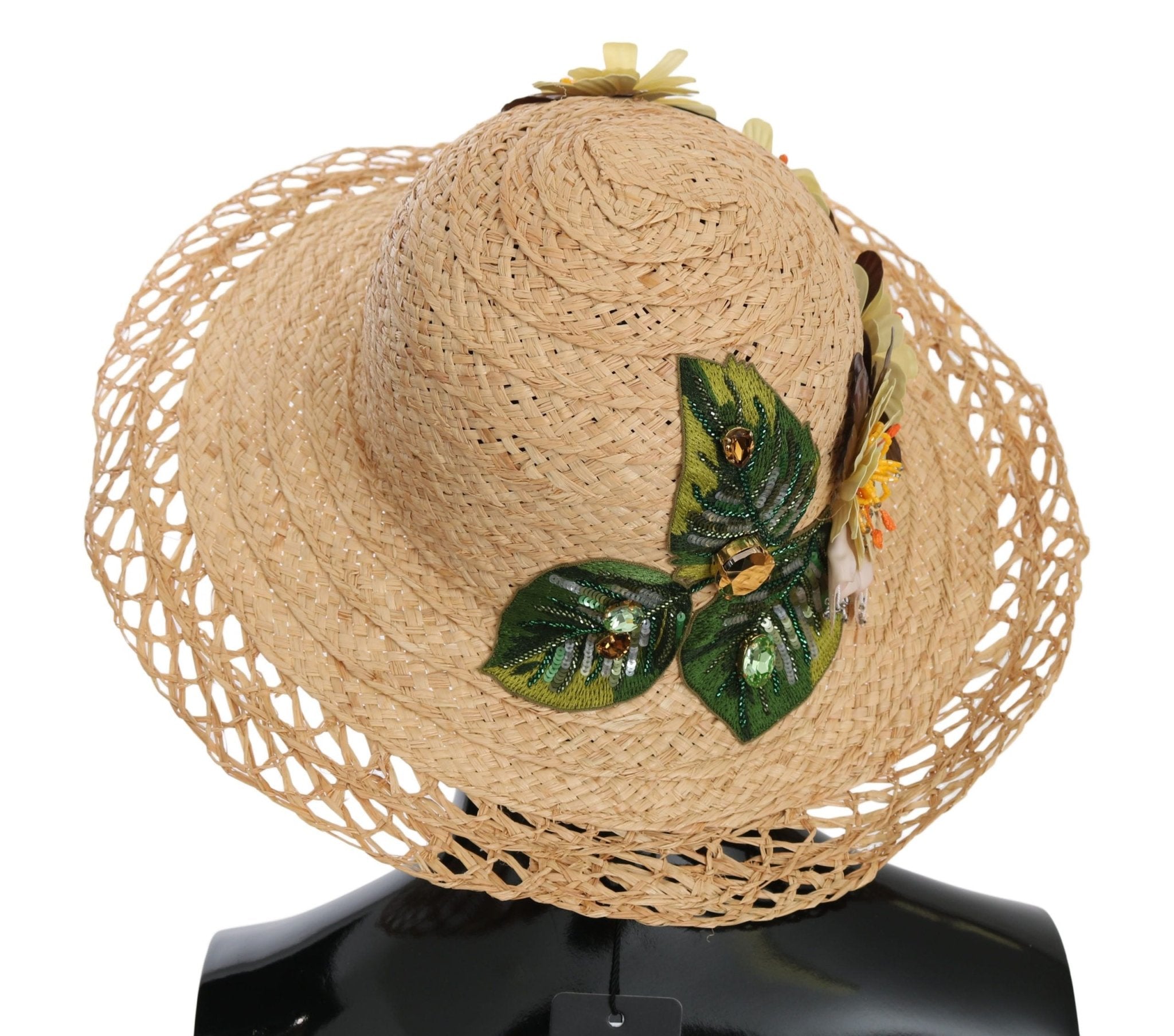 Dolce & Gabbana Beige Wide Brim Floral Bucket Capello Hat - Dani Dyers