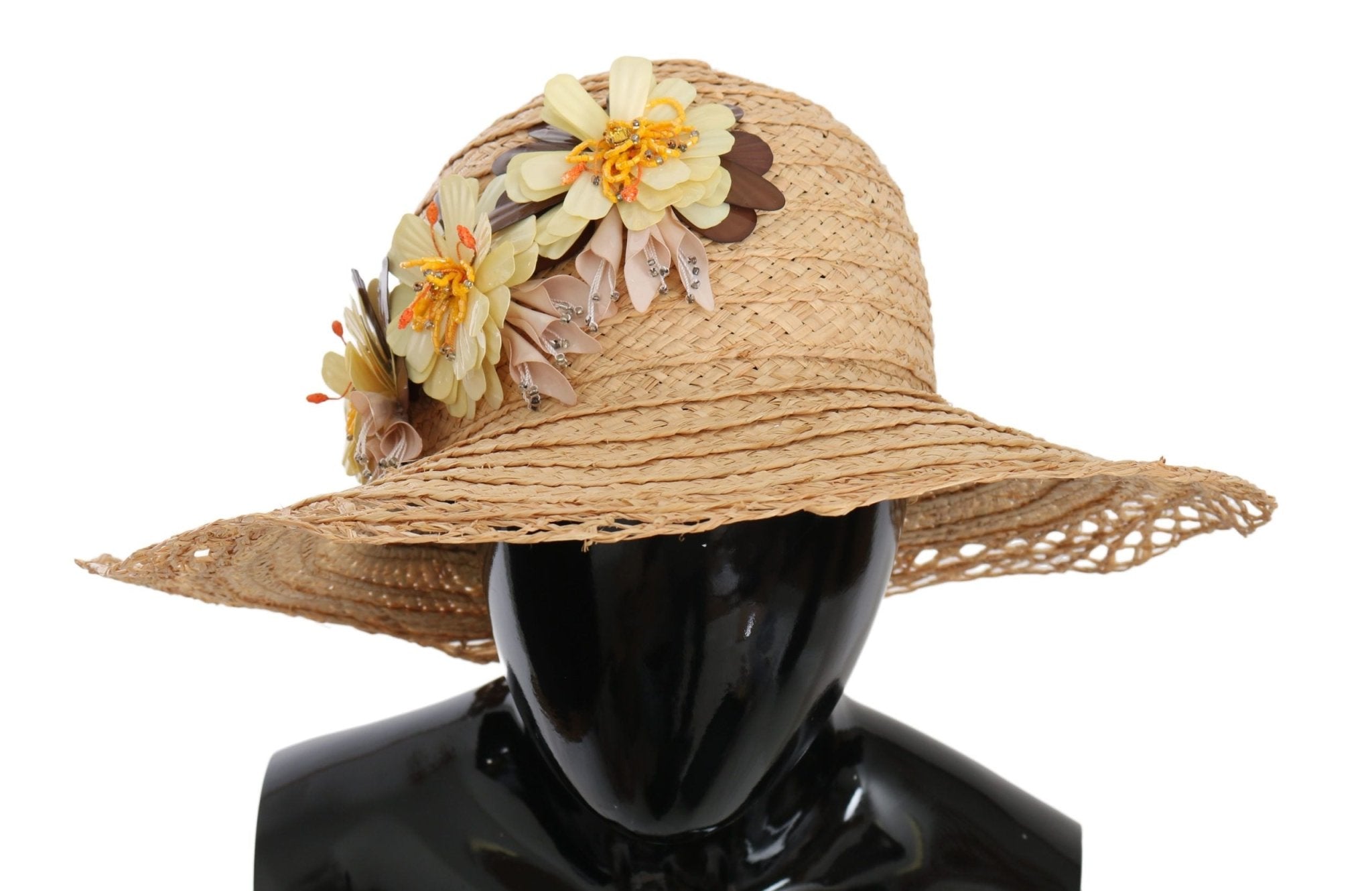 Dolce & Gabbana Beige Wide Brim Floral Bucket Capello Hat - Dani Dyers