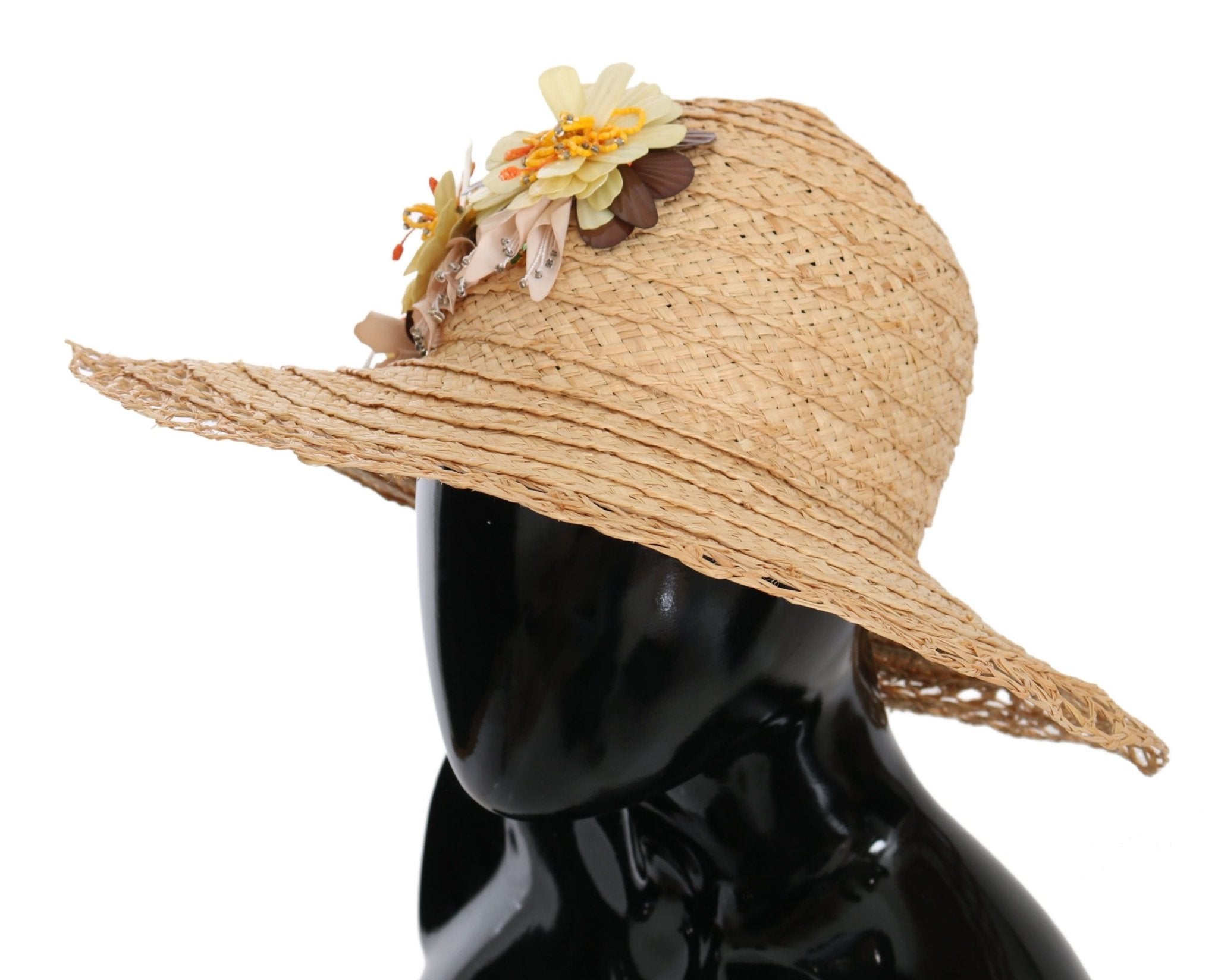Dolce & Gabbana Beige Wide Brim Floral Bucket Capello Hat - Dani Dyers