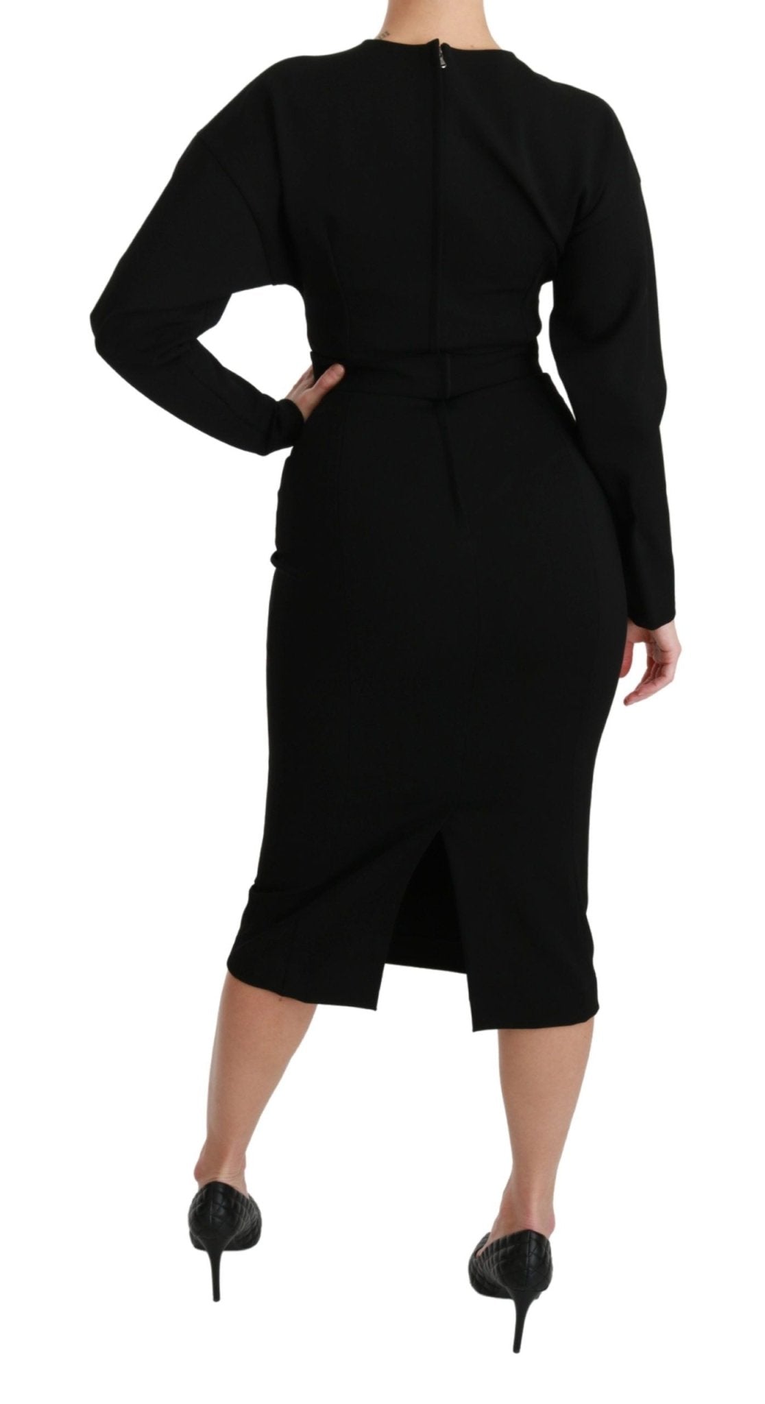 Dolce & Gabbana Black Bodycon Sheath Midi Stretch Dress - Dani Dyers