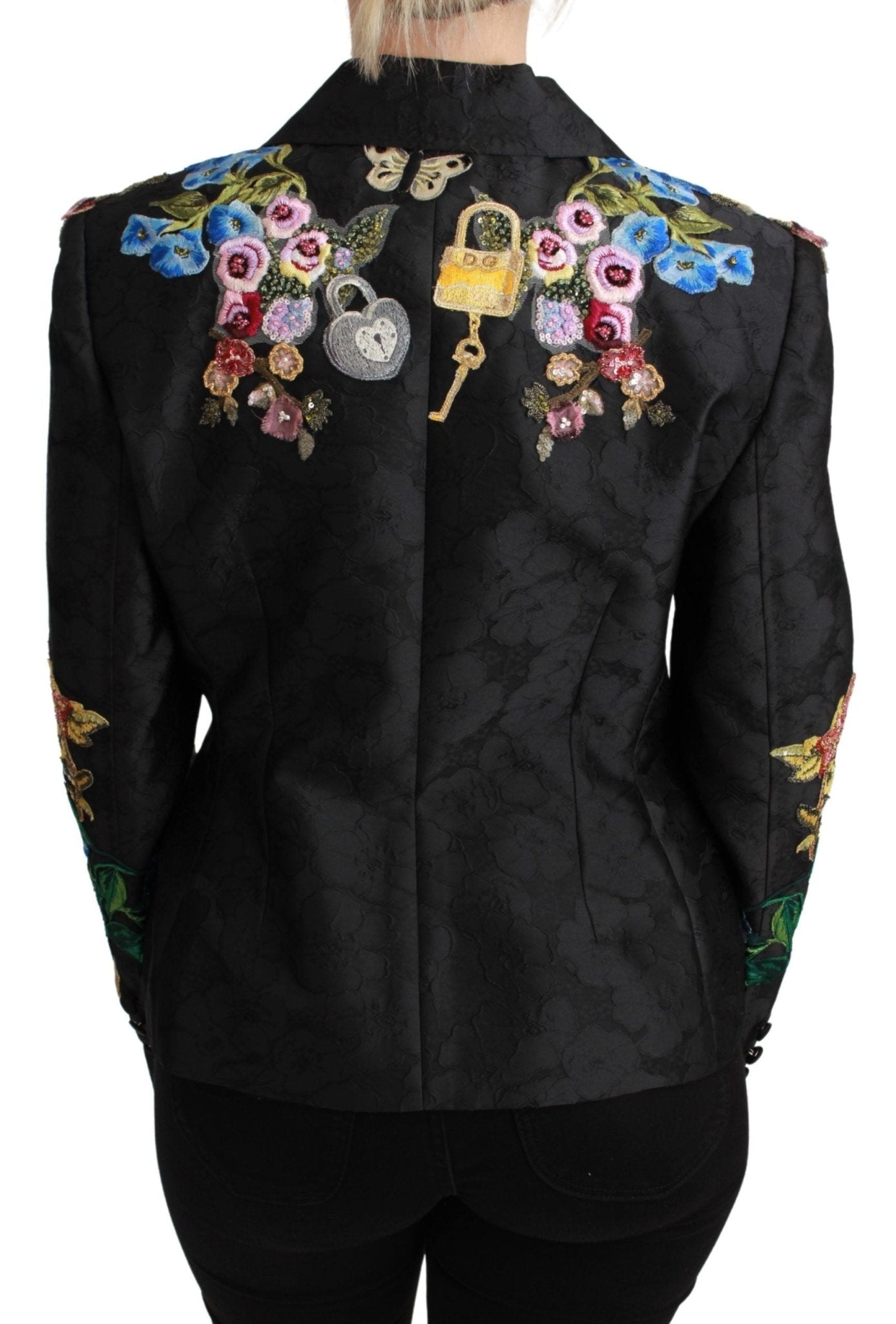 Dolce & Gabbana Black Brocade Crystal Blazer Jacket - Dani Dyers