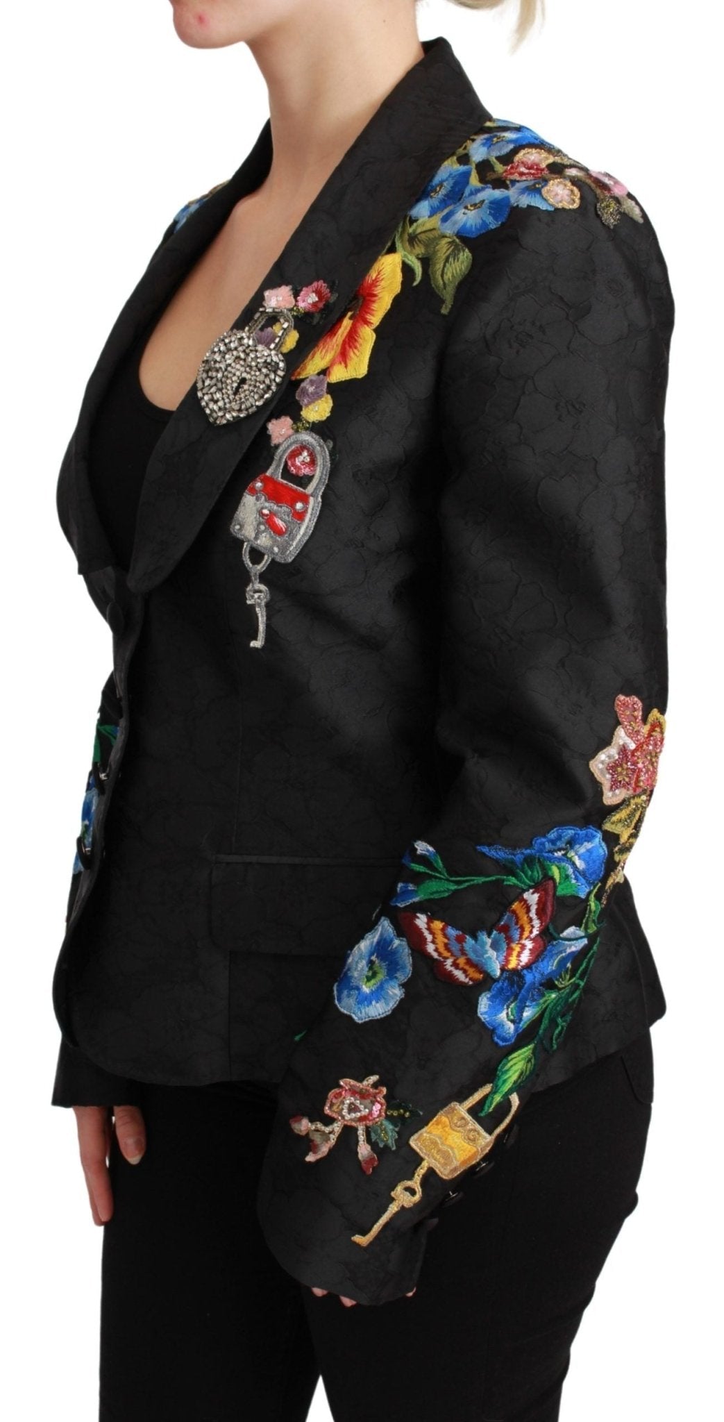 Dolce & Gabbana Black Brocade Crystal Blazer Jacket - Dani Dyers