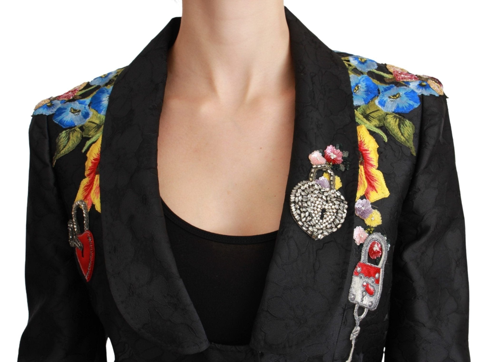 Dolce & Gabbana Black Brocade Crystal Blazer Jacket - Dani Dyers