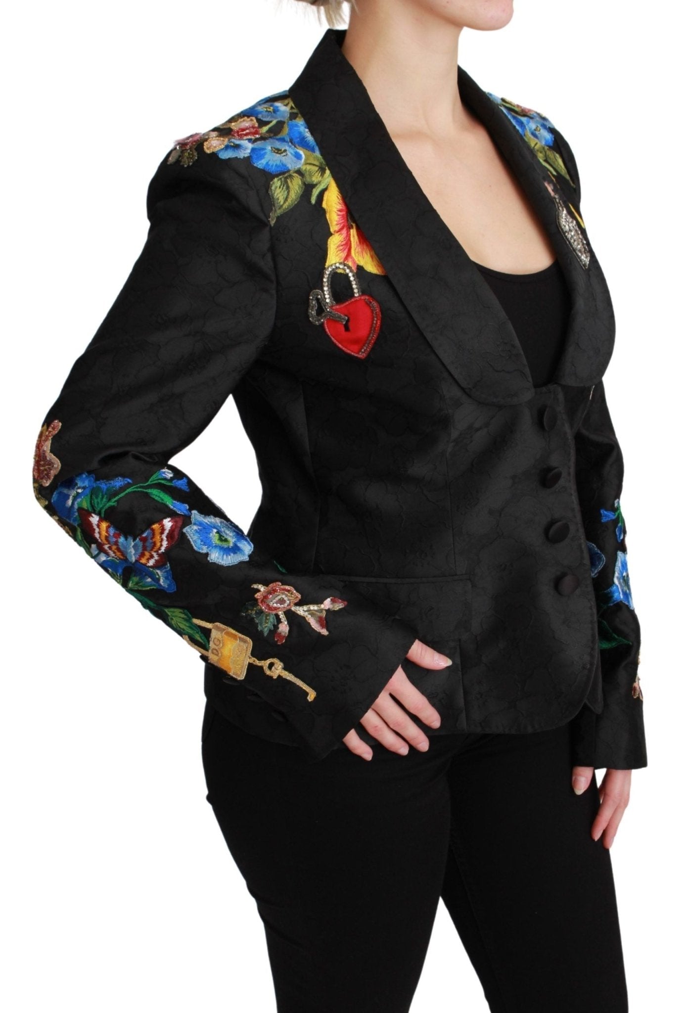 Dolce & Gabbana Black Brocade Crystal Blazer Jacket - Dani Dyers