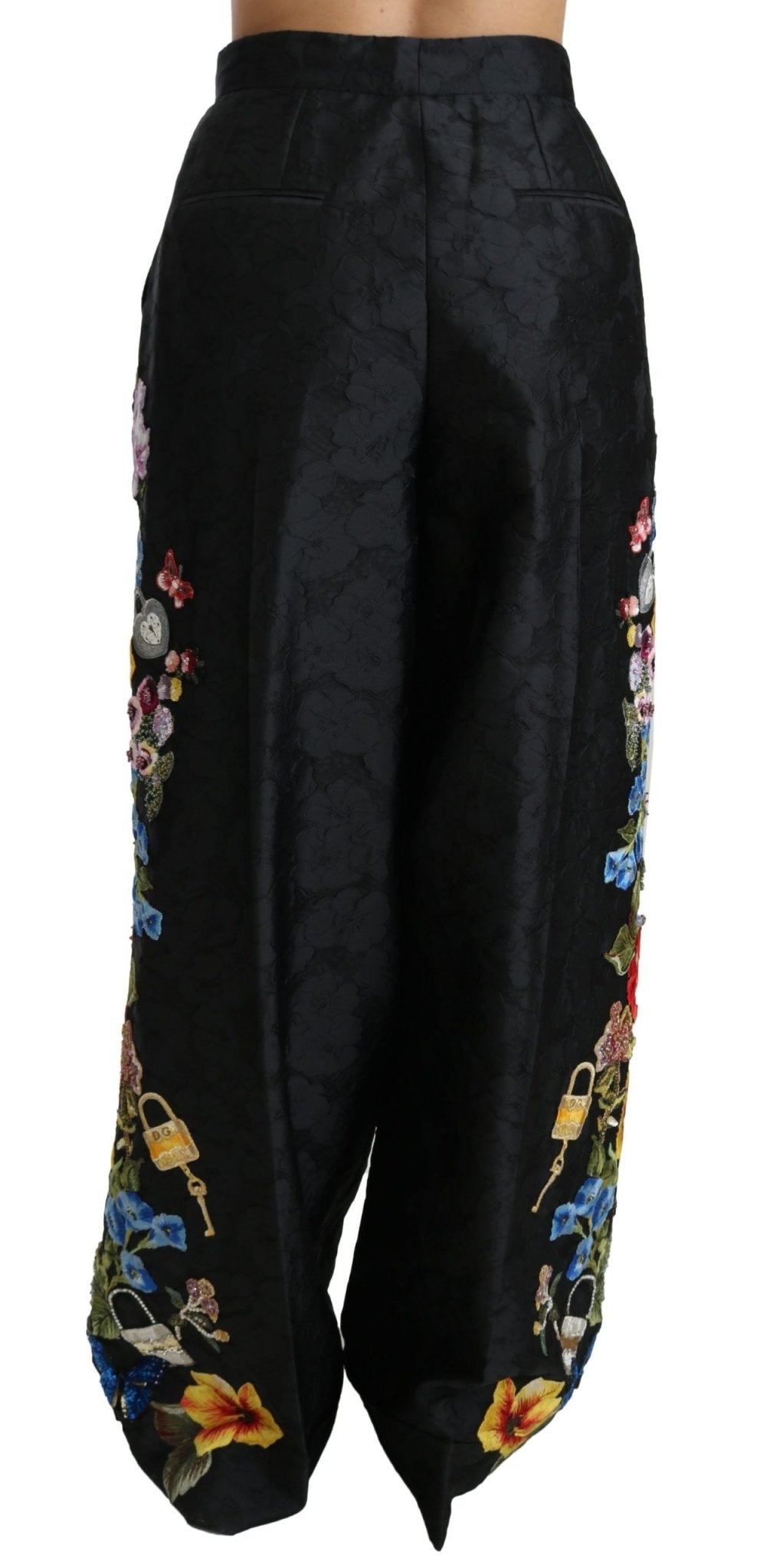Dolce & Gabbana Black Brocade Floral Sequined Beaded Pants - Dani Dyers
