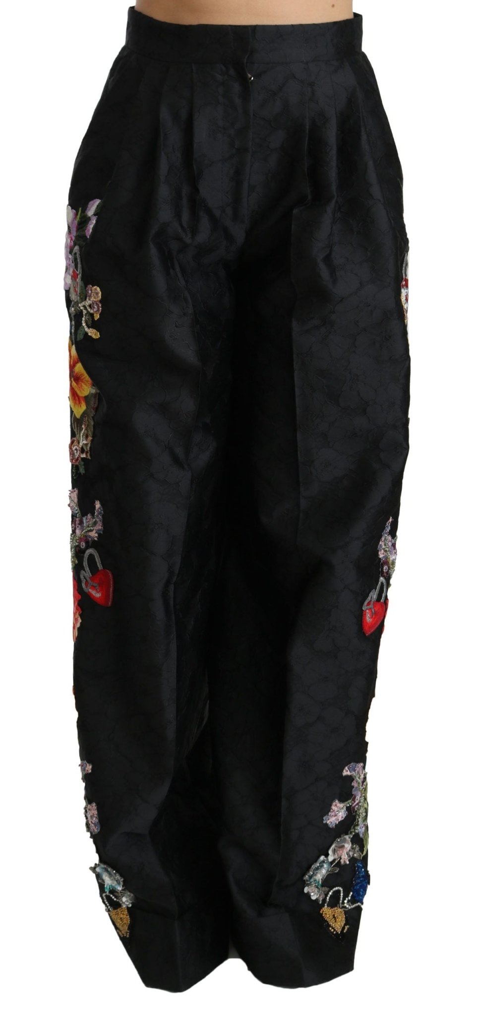 Dolce & Gabbana Black Brocade Floral Sequined Beaded Pants - Dani Dyers