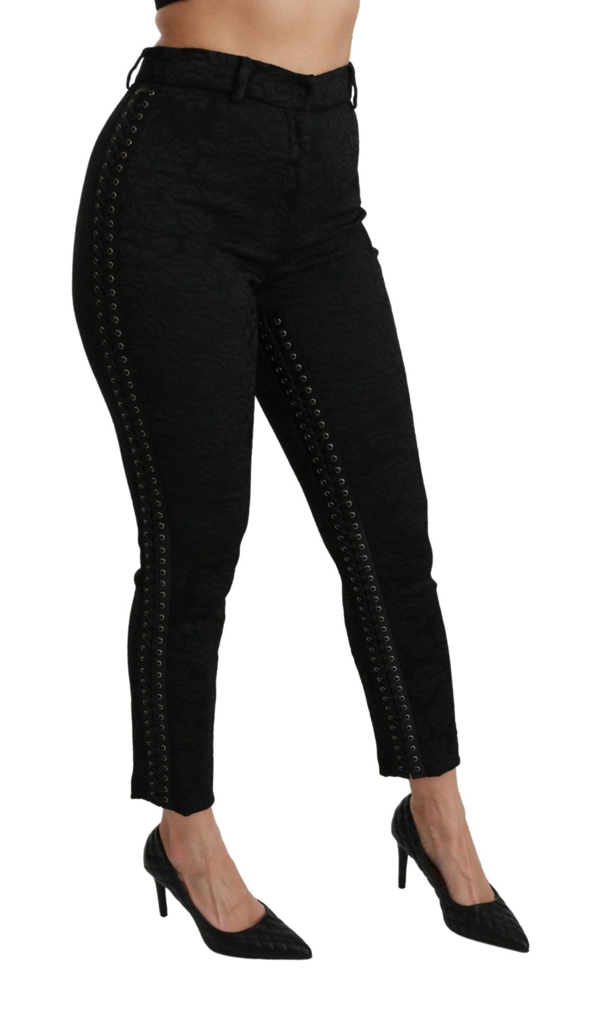 Dolce & Gabbana Black Brocade Skinny High Waist Pants - Dani Dyers