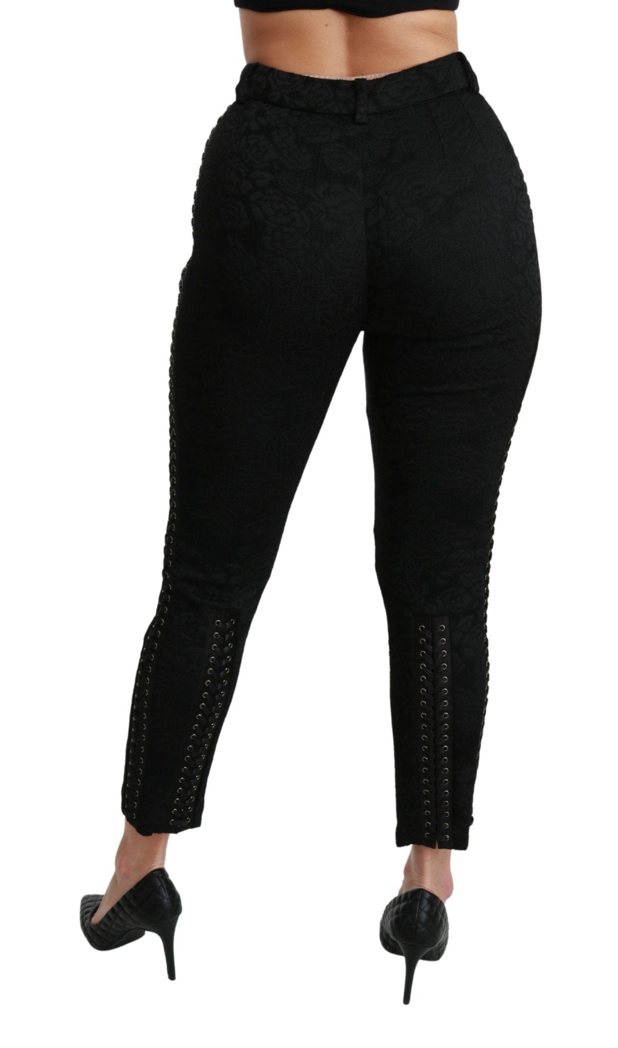 Dolce & Gabbana Black Brocade Skinny High Waist Pants - Dani Dyers