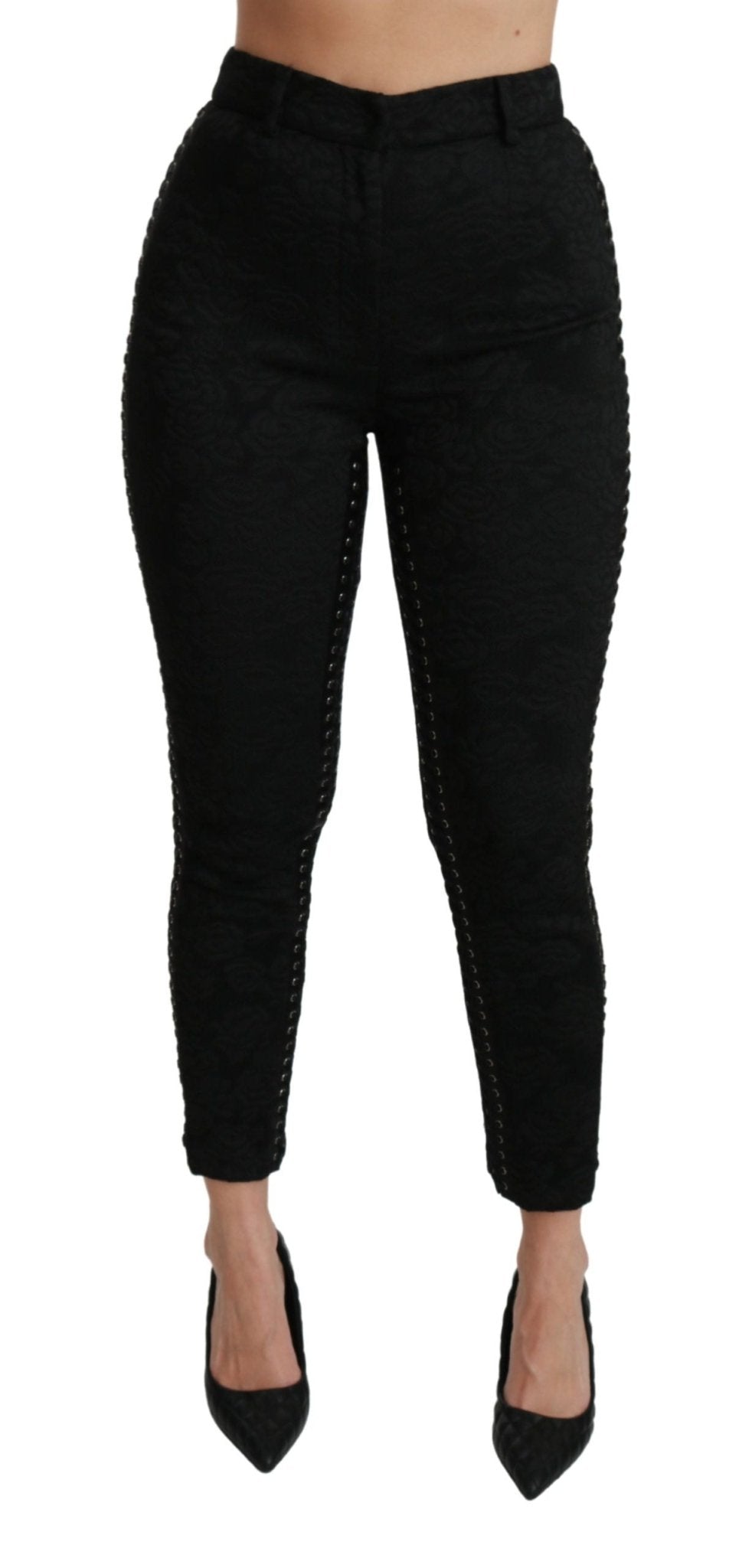 Dolce & Gabbana Black Brocade Skinny High Waist Pants - Dani Dyers