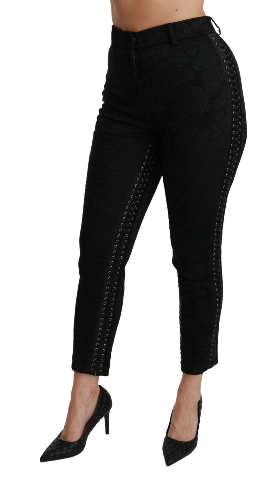 Dolce & Gabbana Black Brocade Skinny High Waist Pants - Dani Dyers
