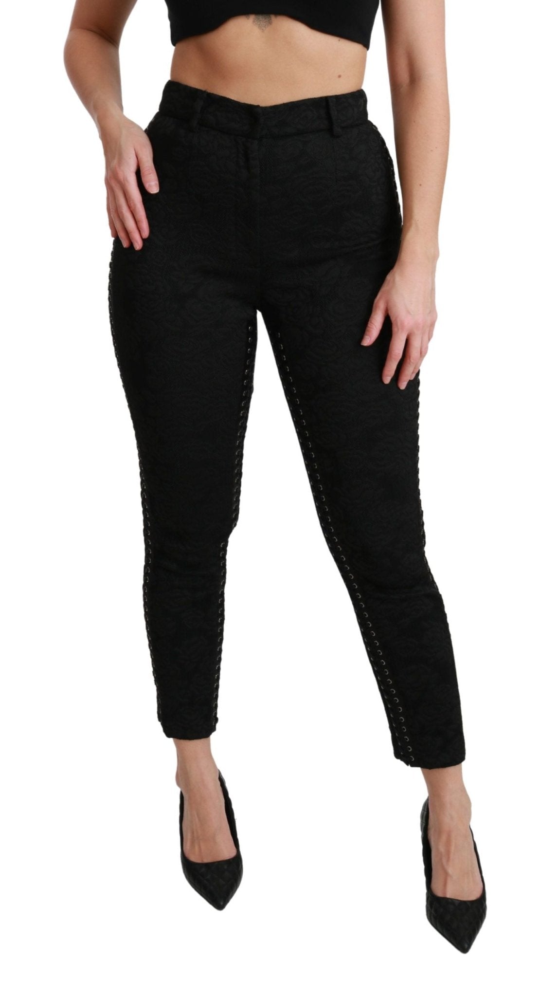 Dolce & Gabbana Black Brocade Skinny High Waist Pants - Dani Dyers