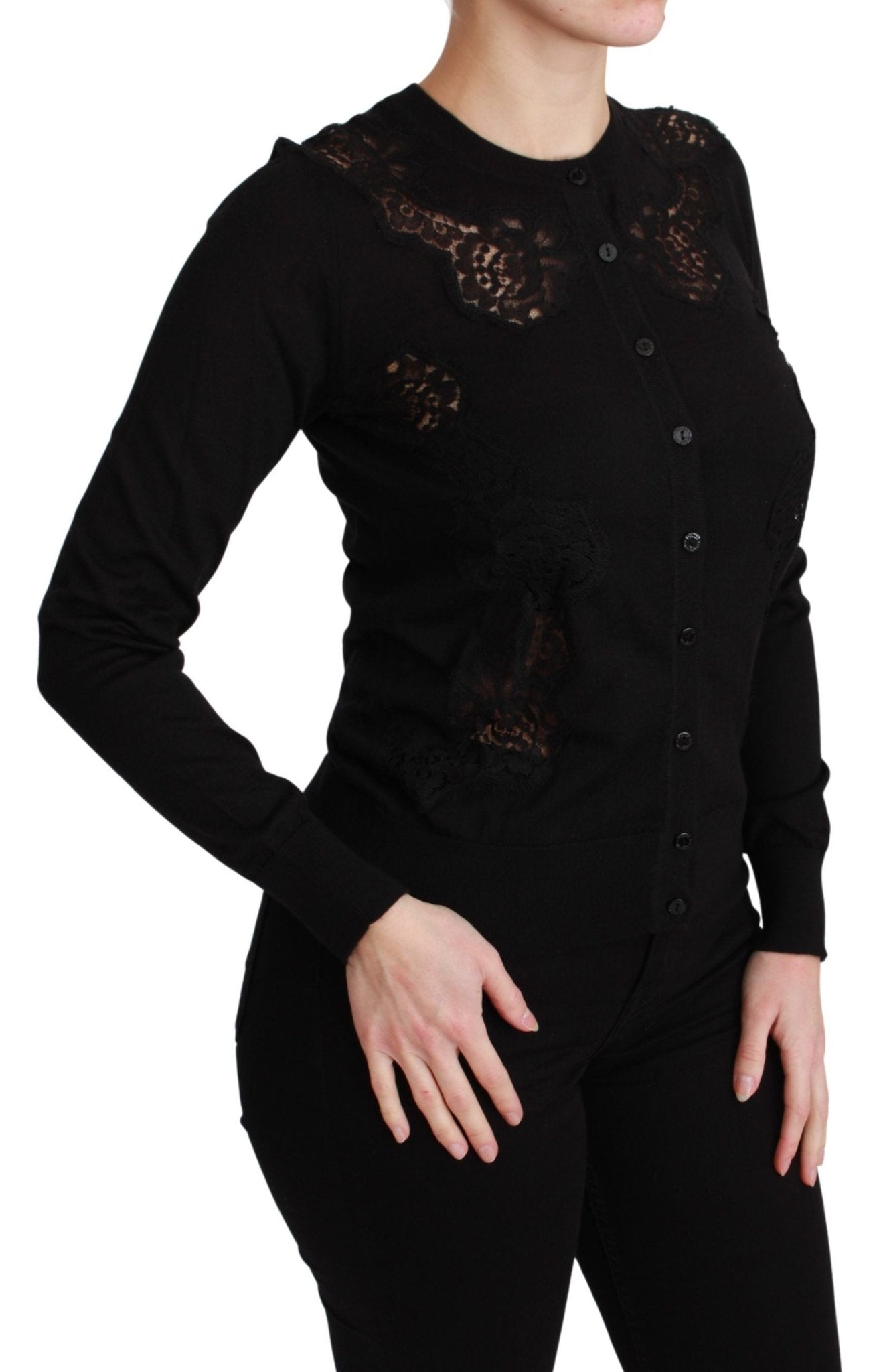 Dolce & Gabbana Black Cashmere Lace Cardigan Sweater - Dani Dyers