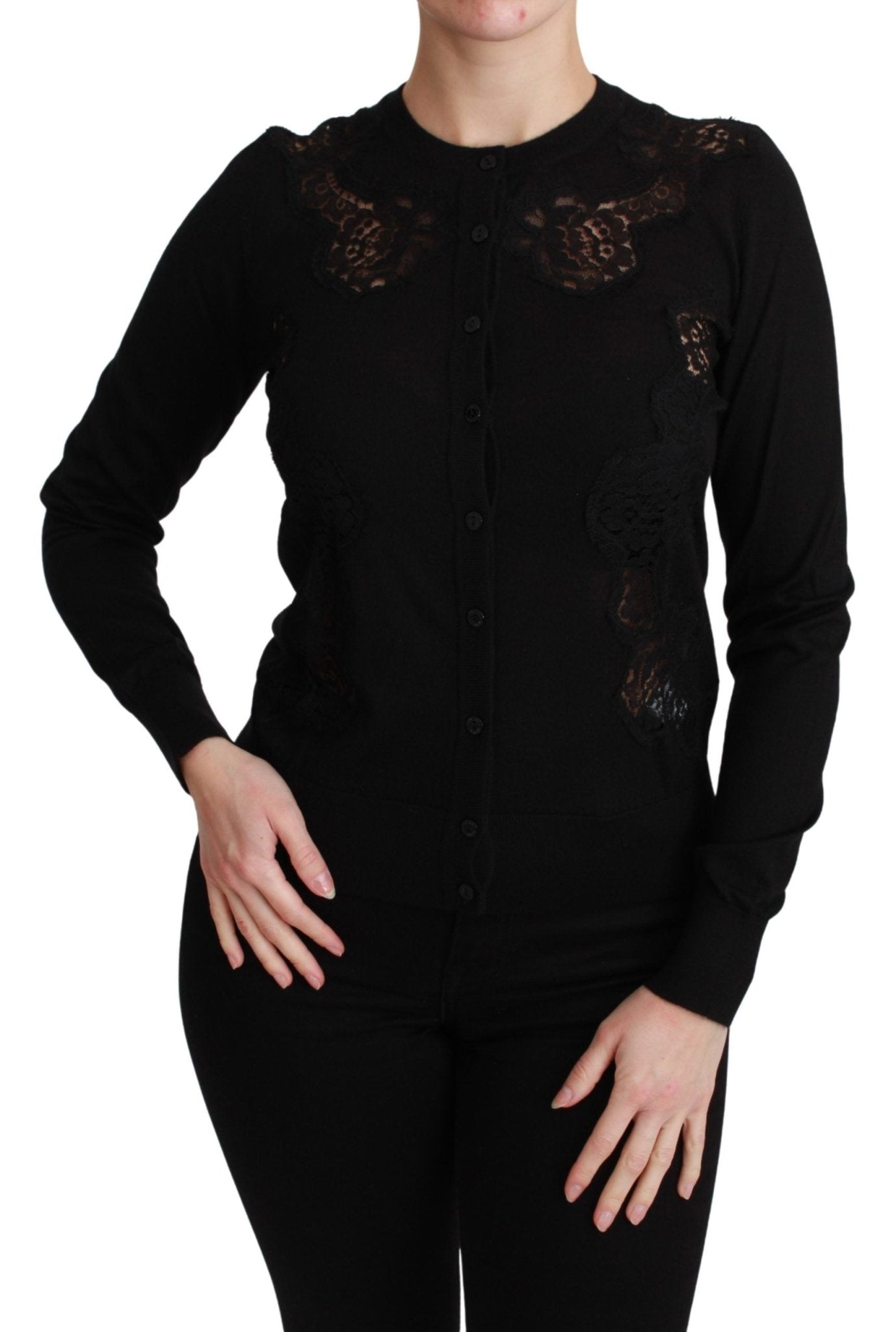 Dolce & Gabbana Black Cashmere Lace Cardigan Sweater - Dani Dyers