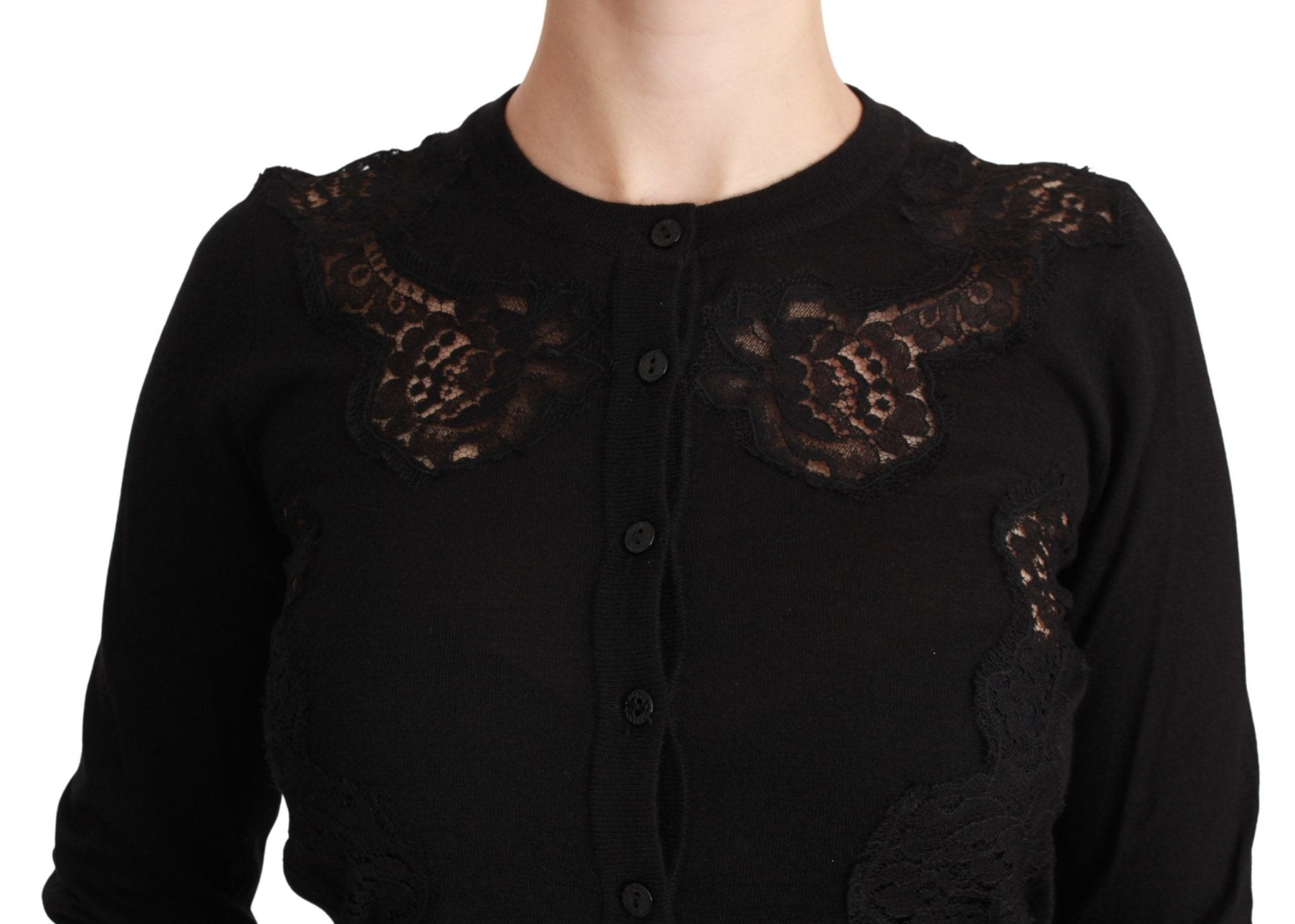 Dolce & Gabbana Black Cashmere Lace Cardigan Sweater - Dani Dyers