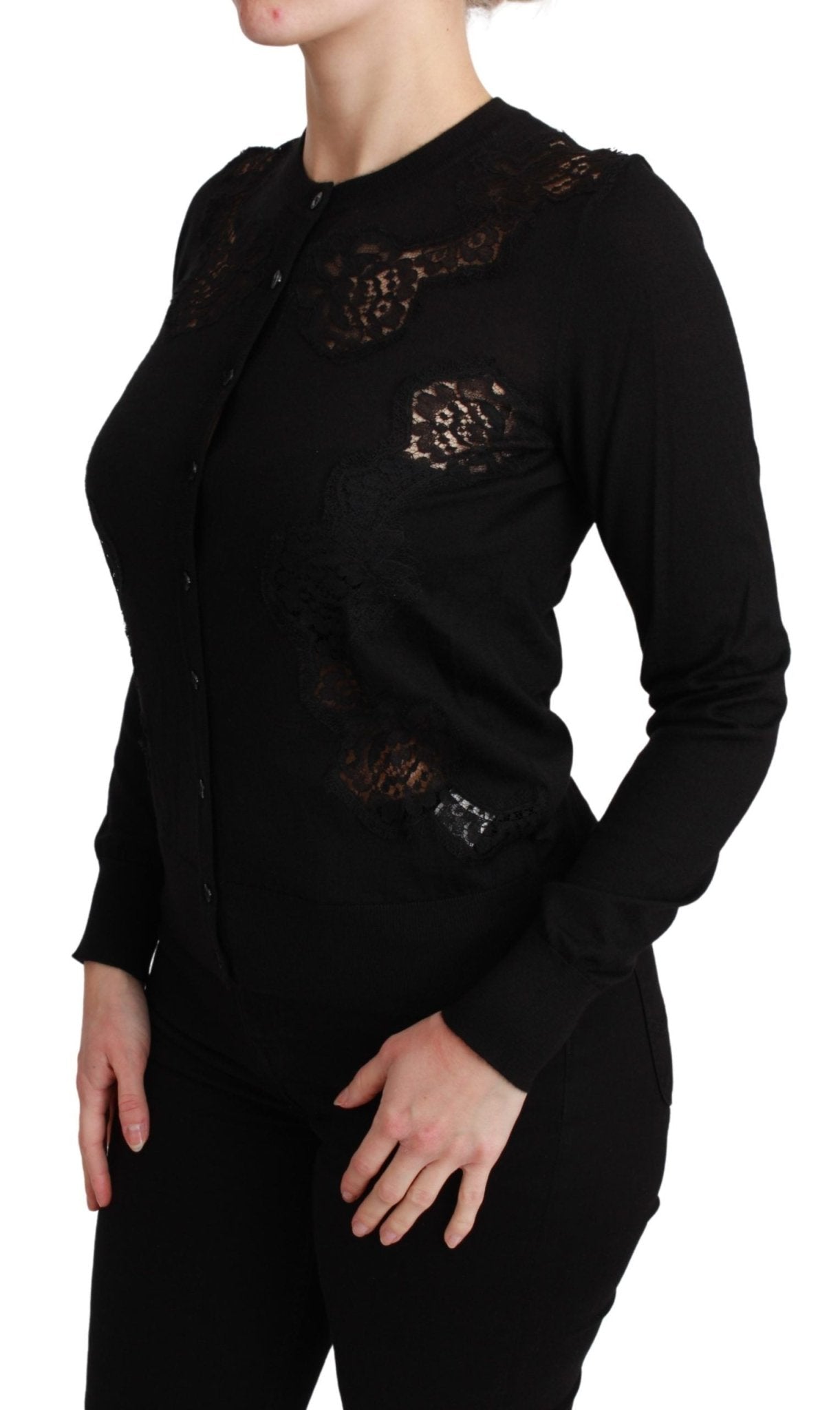 Dolce & Gabbana Black Cashmere Lace Cardigan Sweater - Dani Dyers