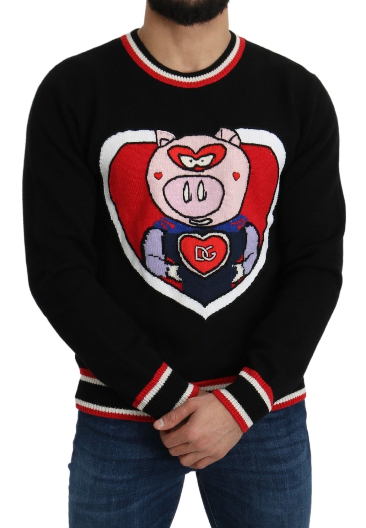 Dolce & Gabbana Black Cashmere Pig of the Year Pullover Sweater - Dani Dyers