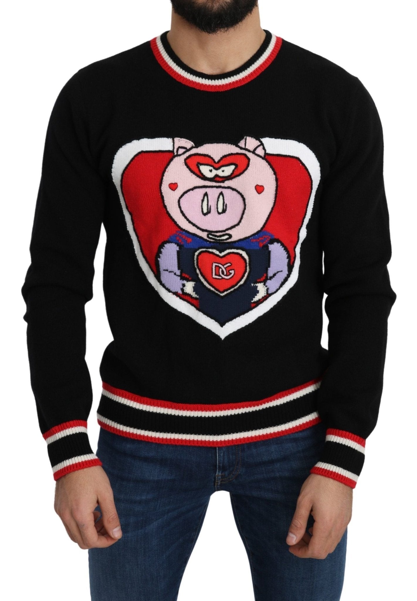 Dolce & Gabbana Black Cashmere Pig of the Year Pullover Sweater - Dani Dyers