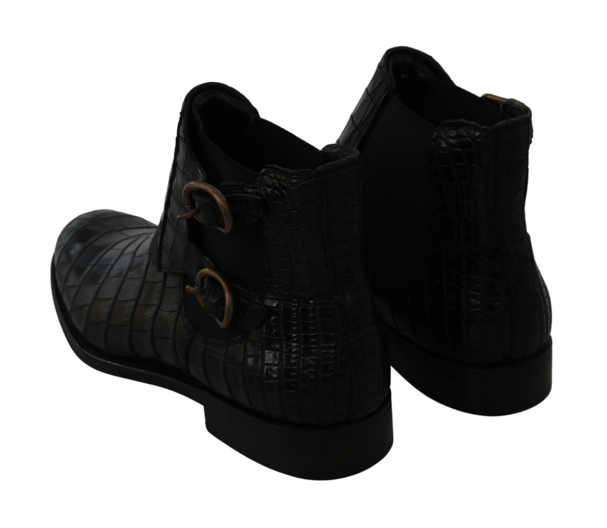 Dolce & Gabbana Black Crocodile Leather Derby Boots Shoes - Dani Dyers