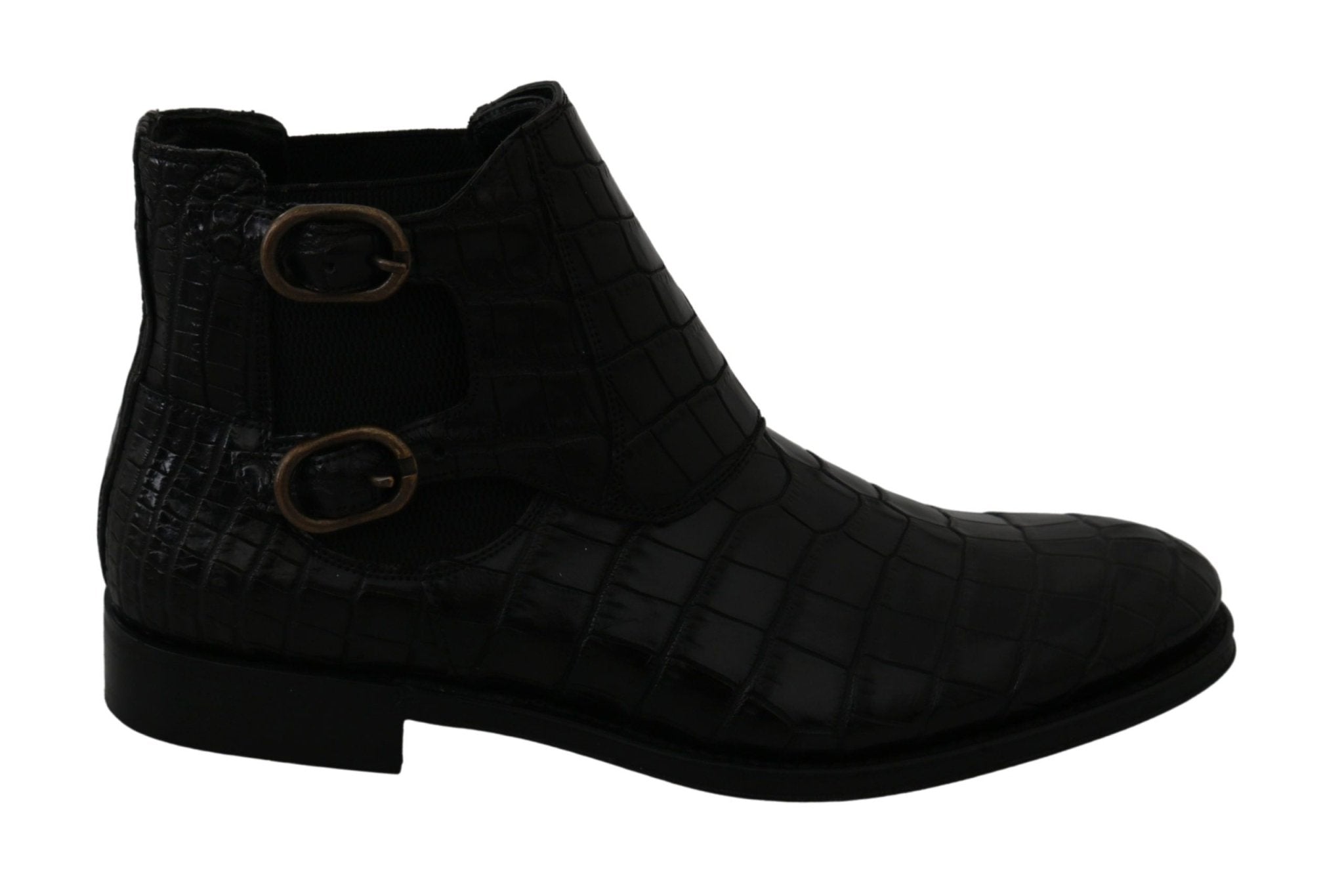 Dolce & Gabbana Black Crocodile Leather Derby Boots Shoes - Dani Dyers